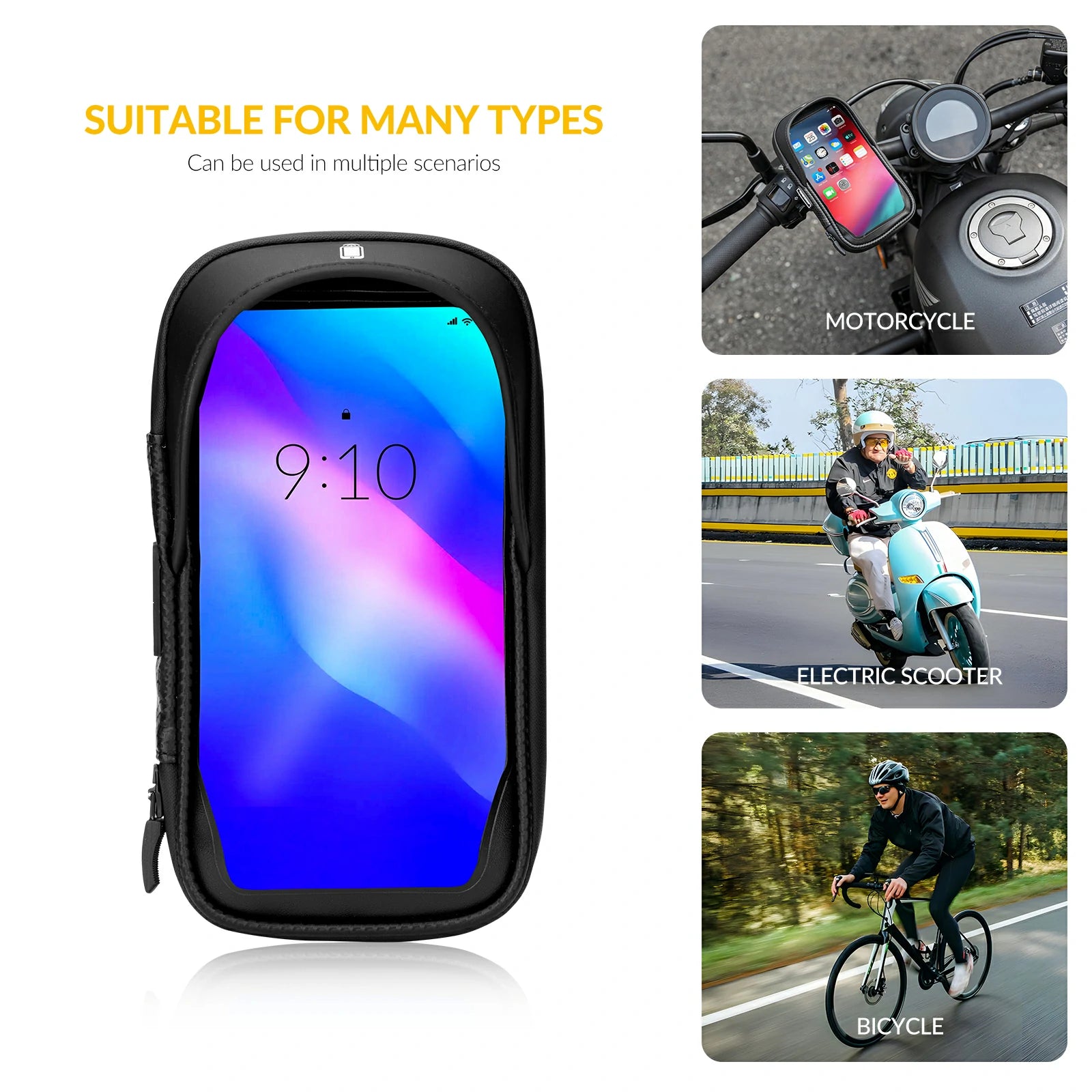 Bike Phone Mount Bag with 360° Rotation & Touch Screen