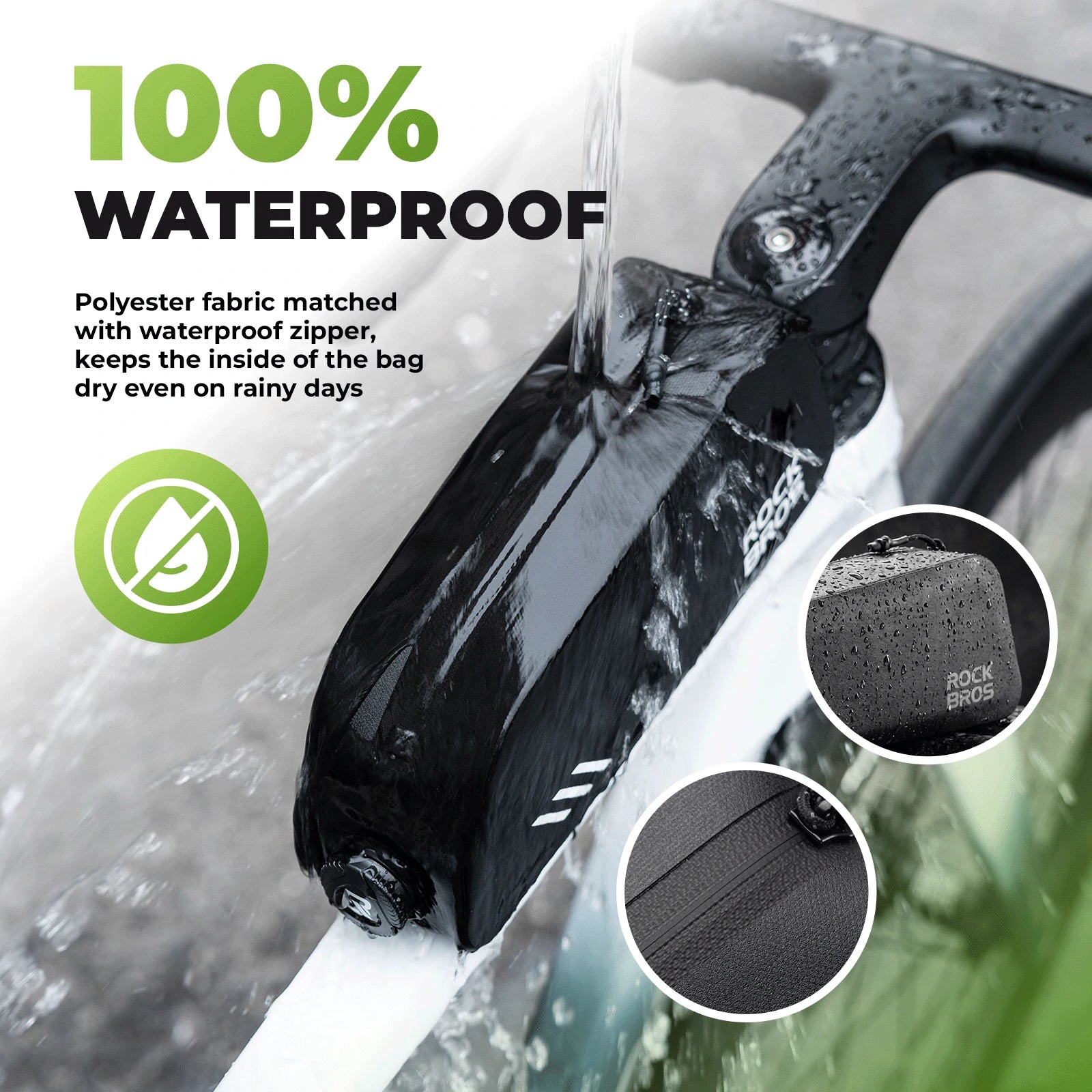 ROCKBROS bike top tube bag waterproof slim fit frame bag