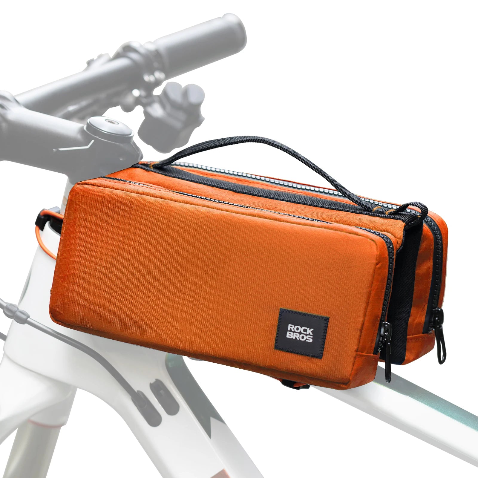 Bike Top Tube Bag with Dual Side Pockets and Shoulder Strap#Color_Orange