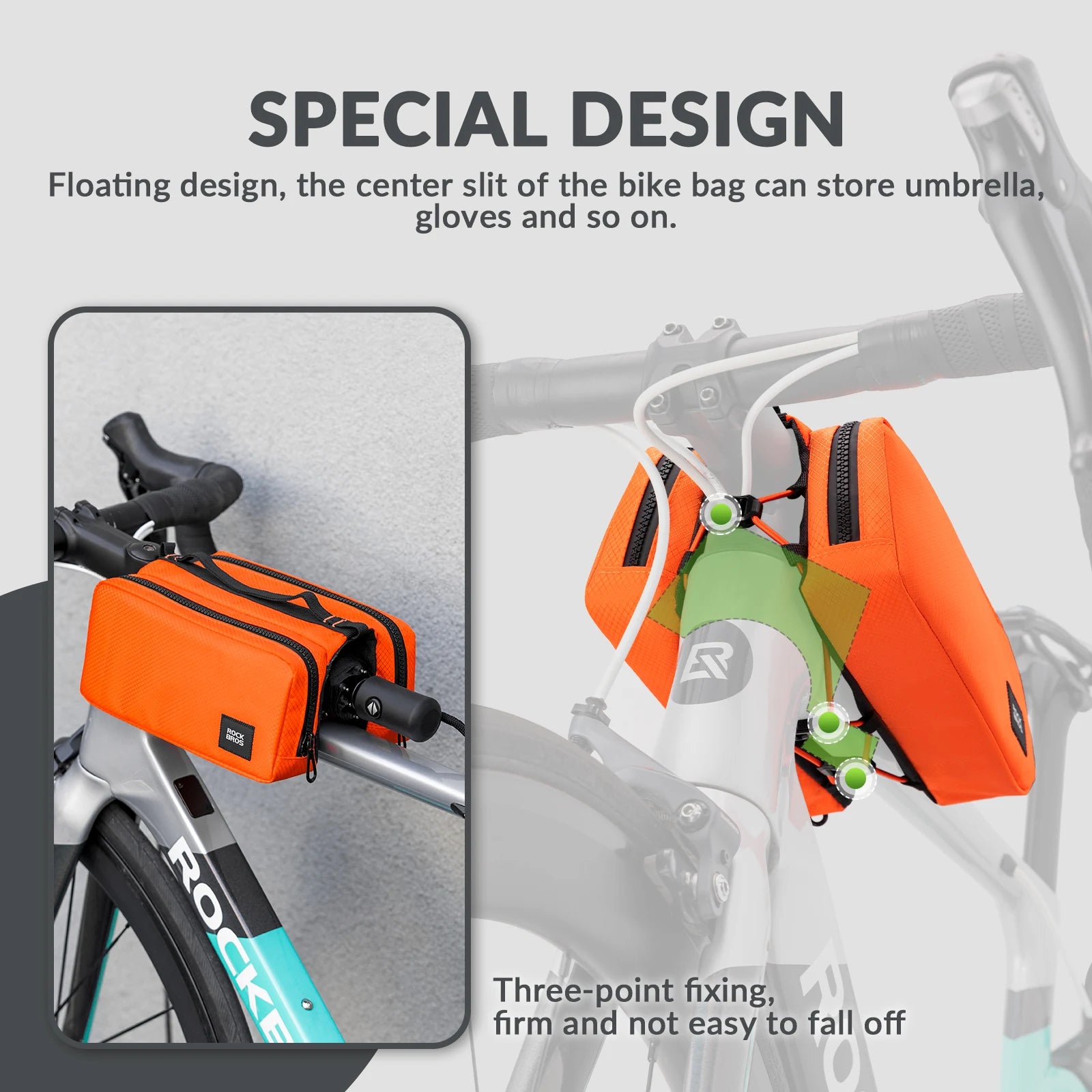Bike Top Tube Bag with Dual Side Pockets and Shoulder Strap
