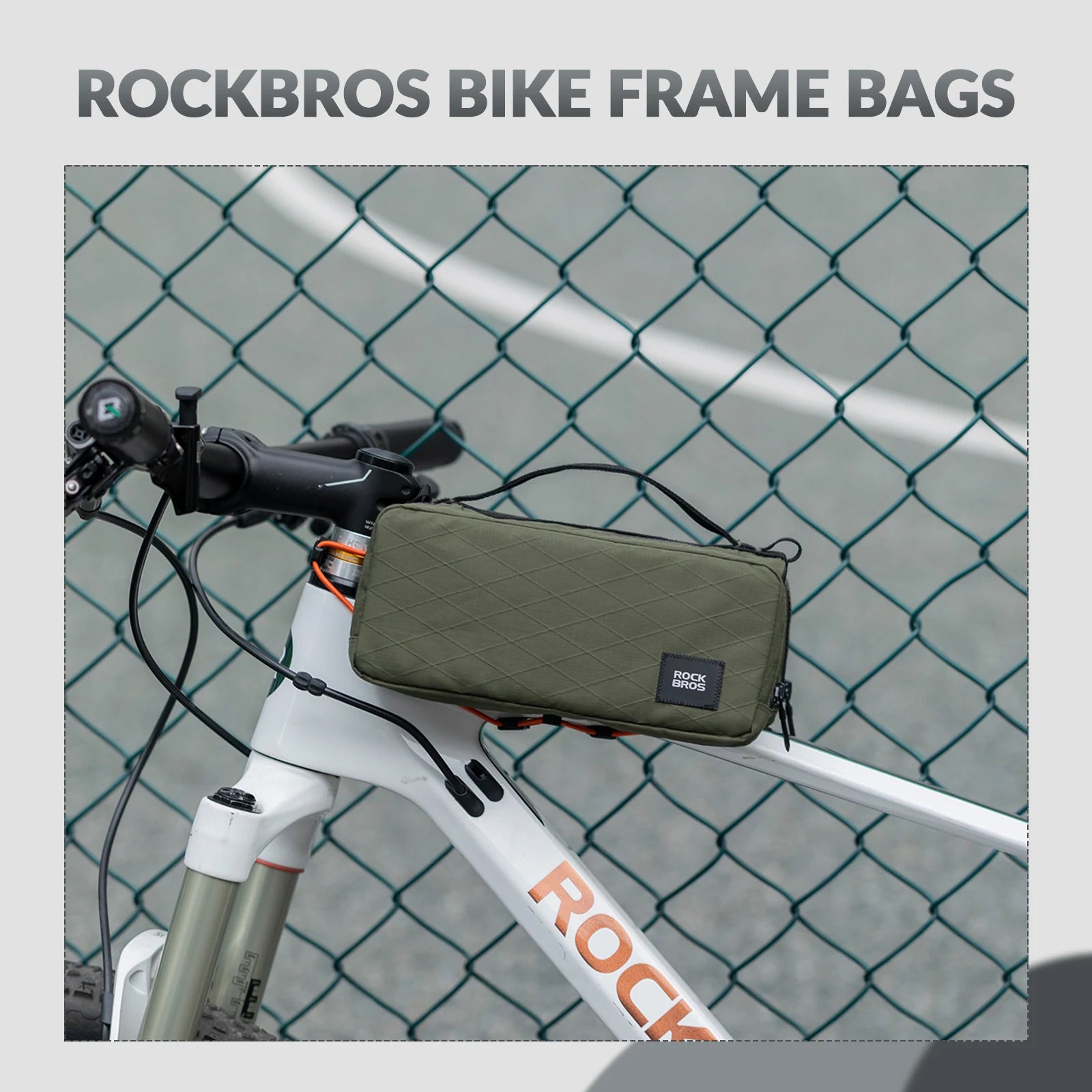 Bike Top Tube Bag with Dual Side Pockets and Shoulder Strap#Color_green