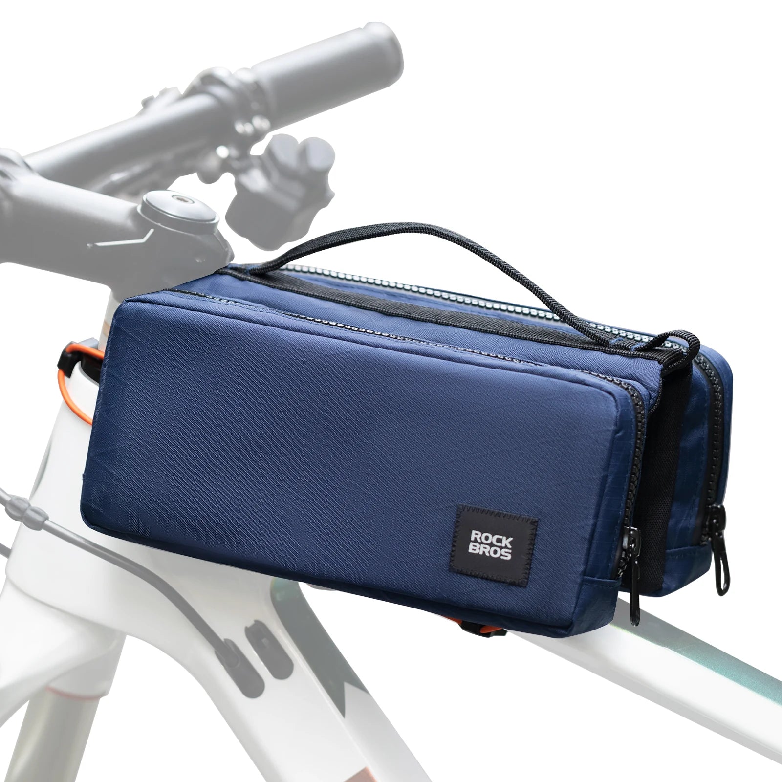 Bike Top Tube Bag with Dual Side Pockets and Shoulder Strap#Color_Navy