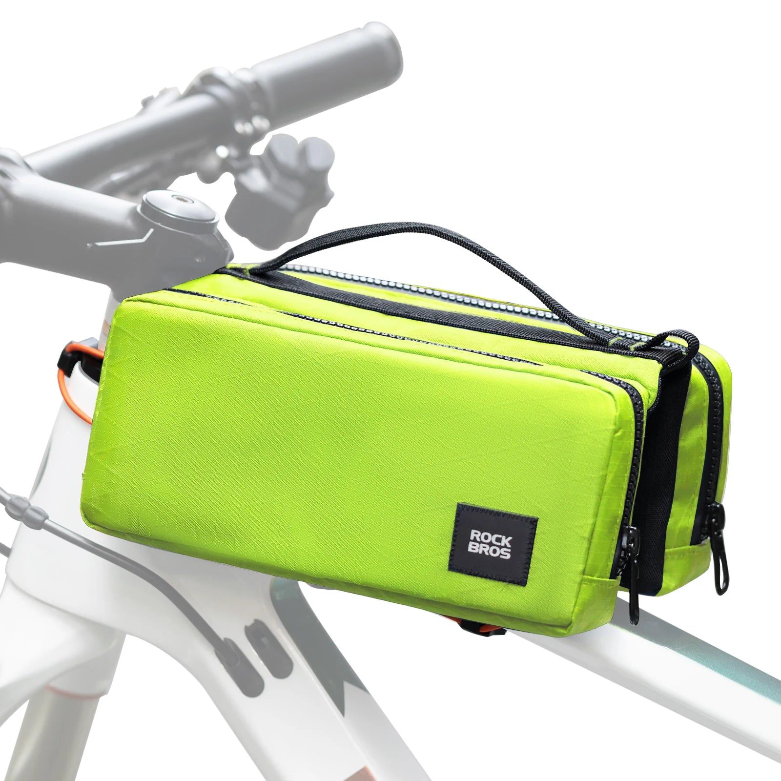 Bike Top Tube Bag with Dual Side Pockets and Shoulder Strap#Color_Fluorescent Yellow