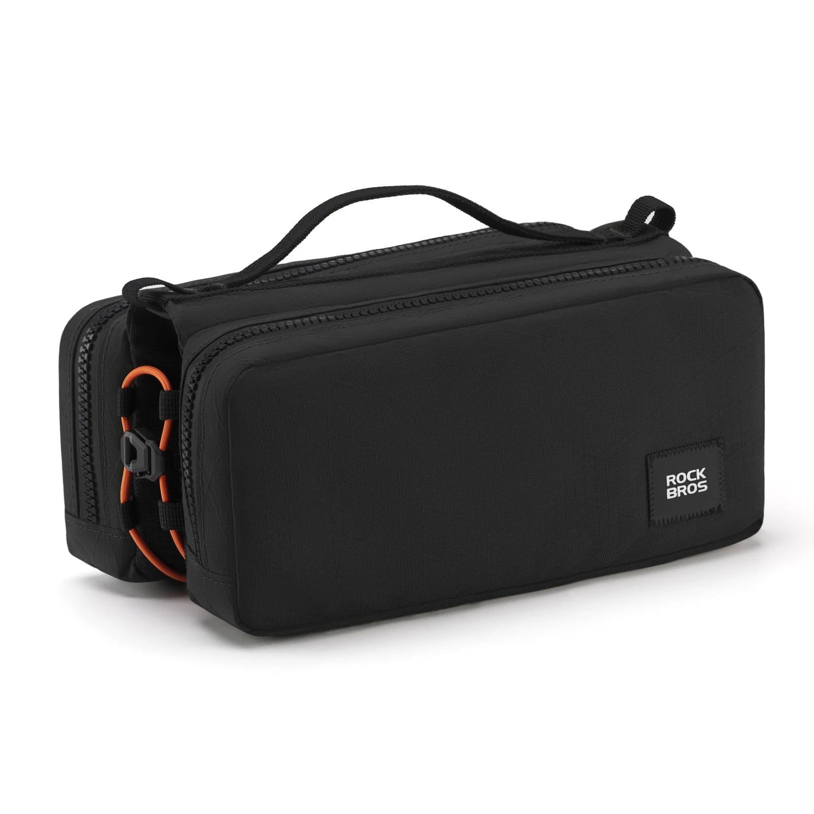 Bike Top Tube Bag with Dual Side Pockets and Shoulder Strap#Color_black