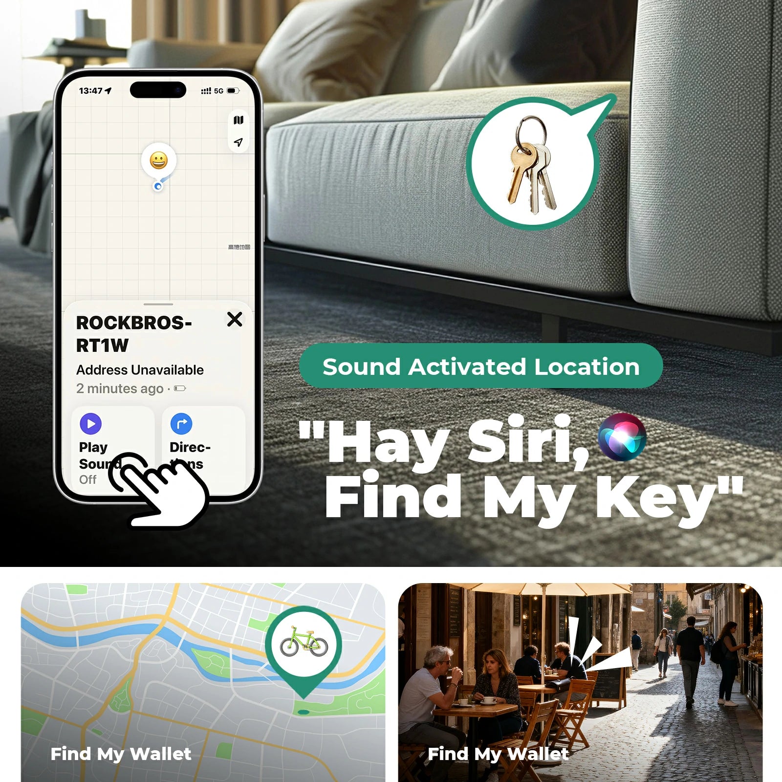 ROCKBROS bluetooth air tracker tag for apple find my ios only