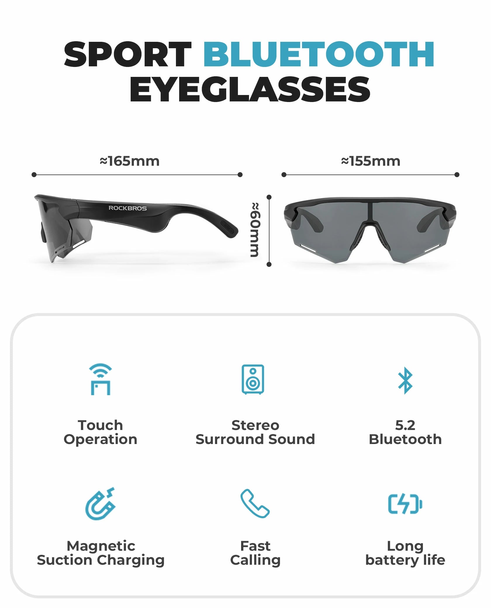 ROCKBROS Bluetooth Sunglasses TAC polarized lenses with Music Speaker #Color_Red
