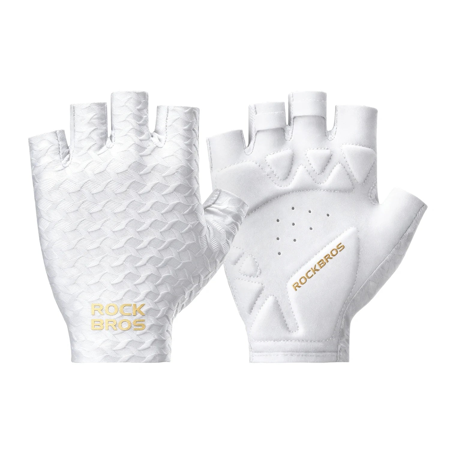 Breathable Half Finger Cycling Gloves#Color_White