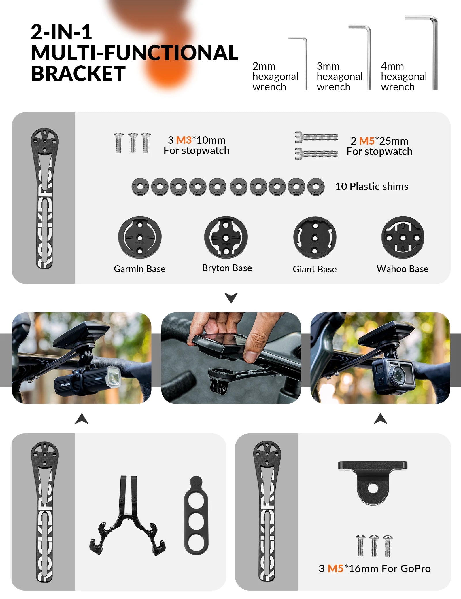 ROCKBROS carbon fiber bike computer mount for garmin bryton giant
#Type_Big Logo