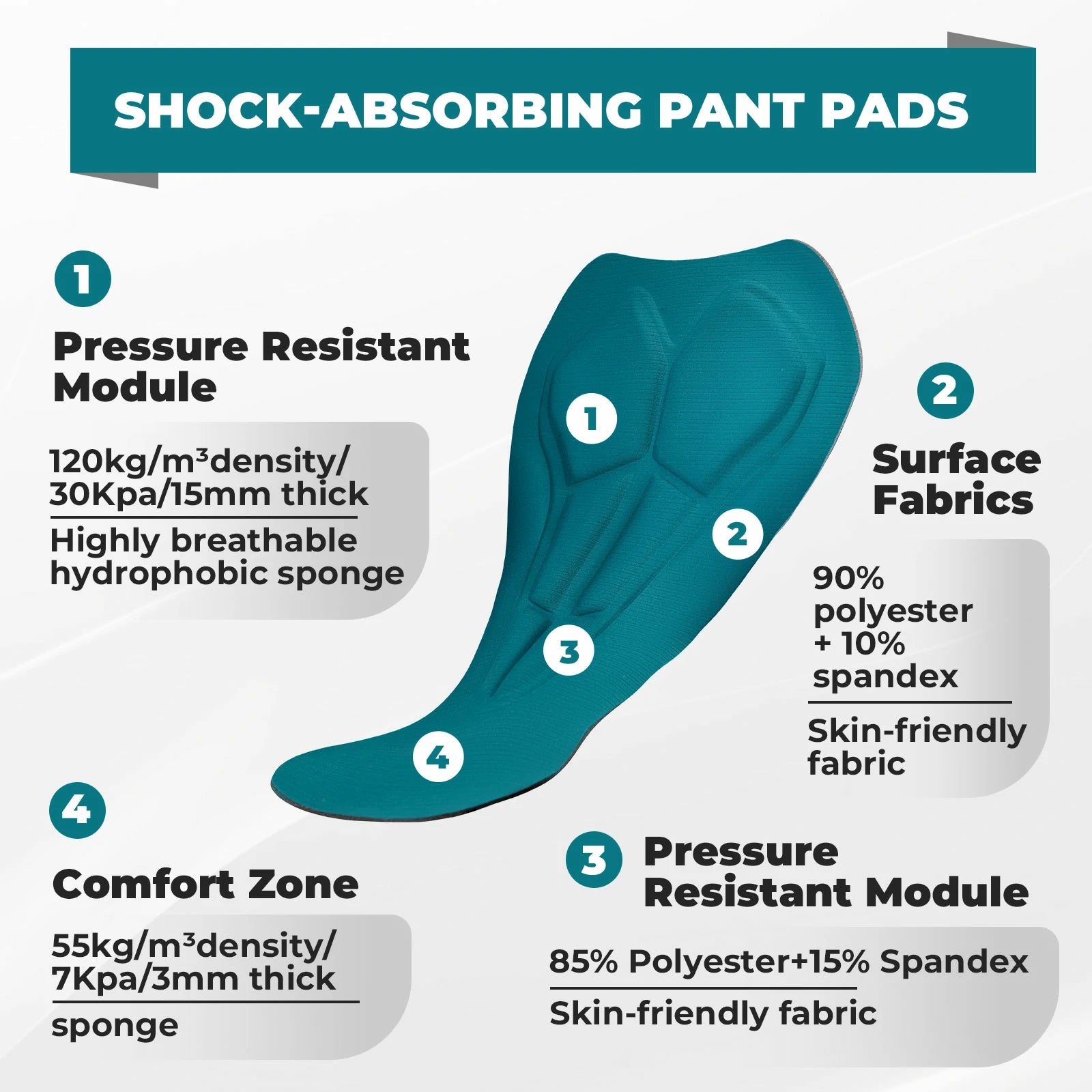 Casual Cycling Shorts with Padded Liner & Zipped Pockets