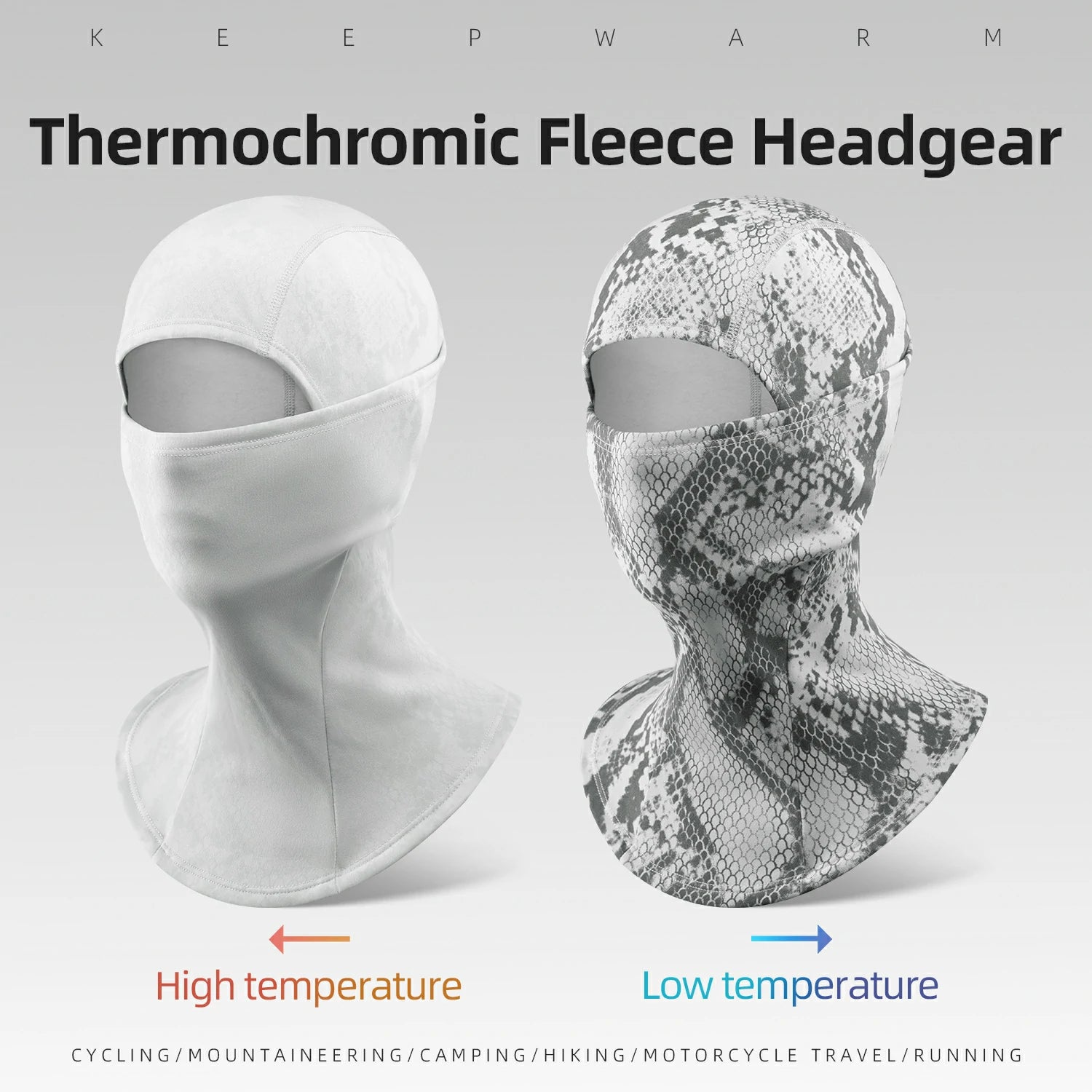 color-changing thermal balaclava mask for cycling skiing and motorbiking