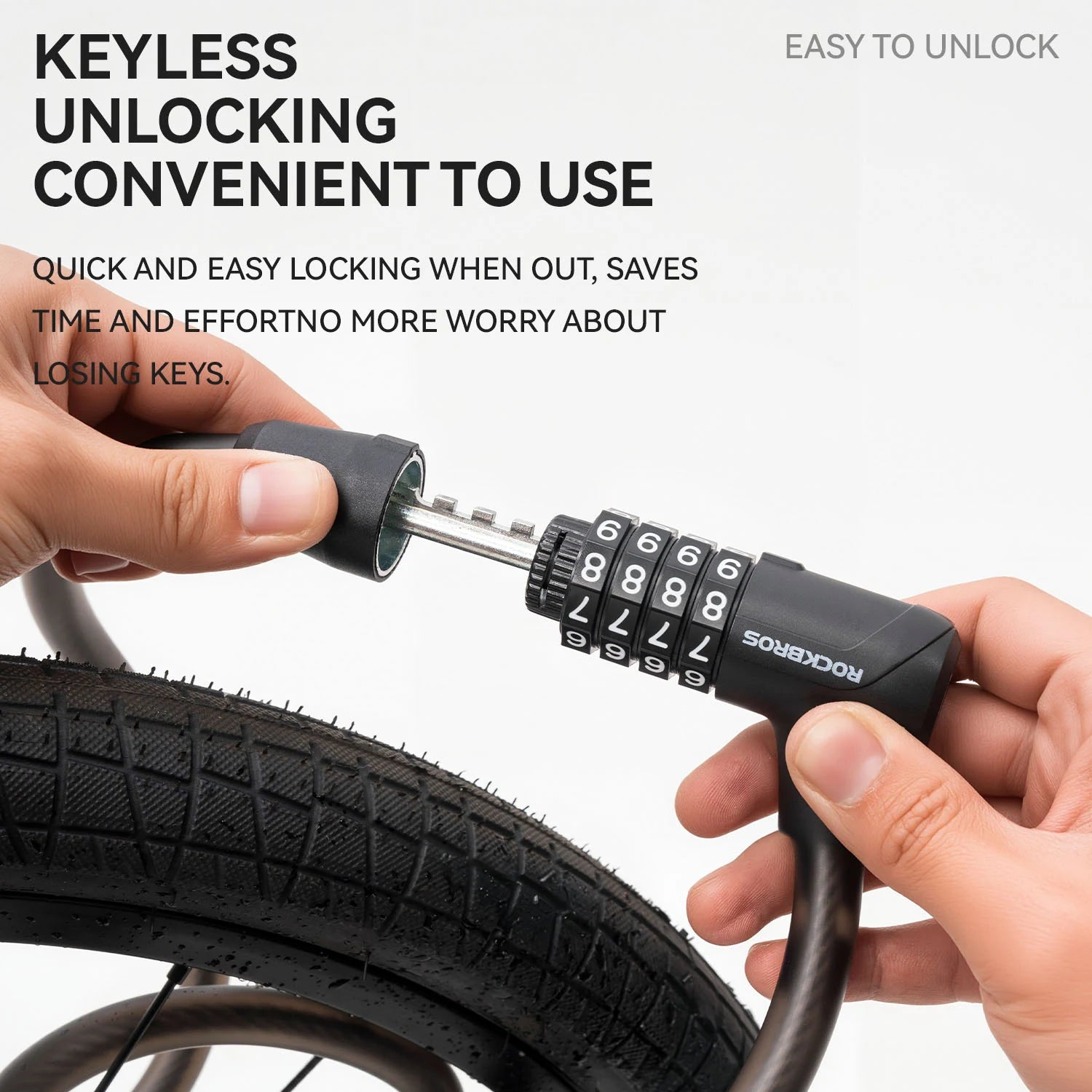 Combination Bike Cable Lock with Key Backup