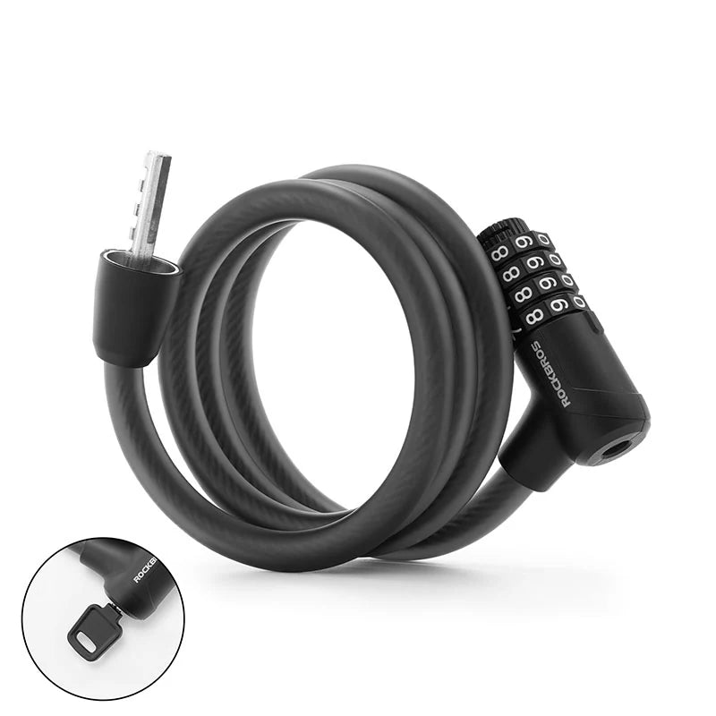 Combination Bike Cable Lock with Key Backup