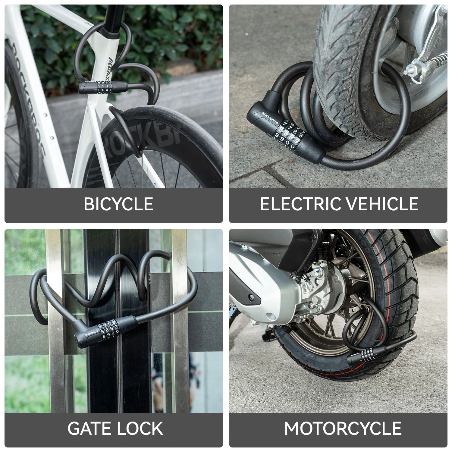 Combination Bike Cable Lock with Key Backup