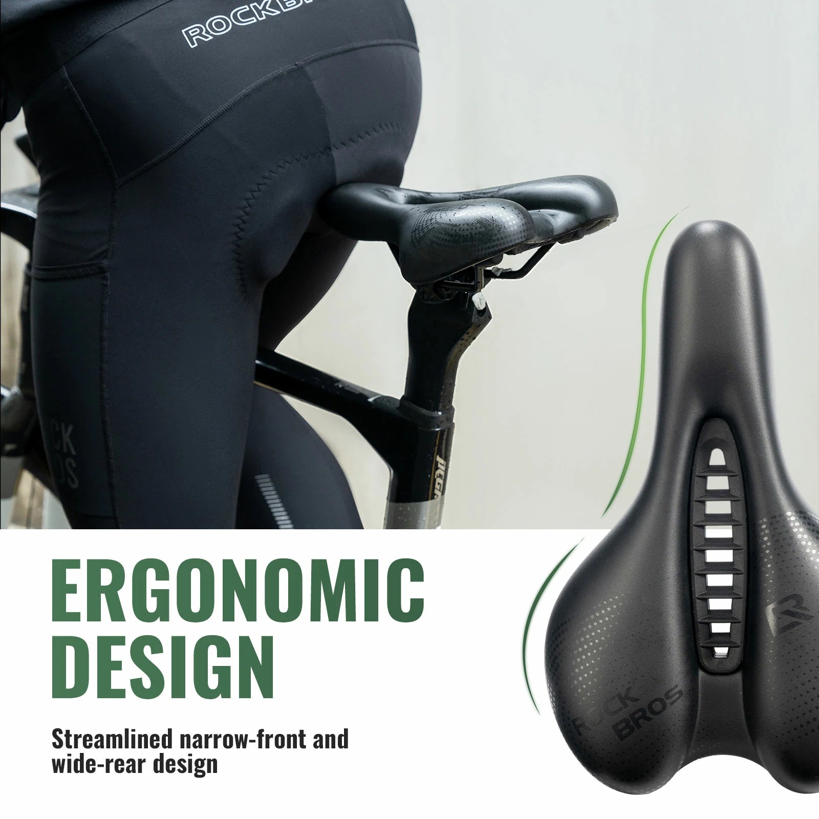 ROCKBROS comfortable bicycle saddle with PU leather surface