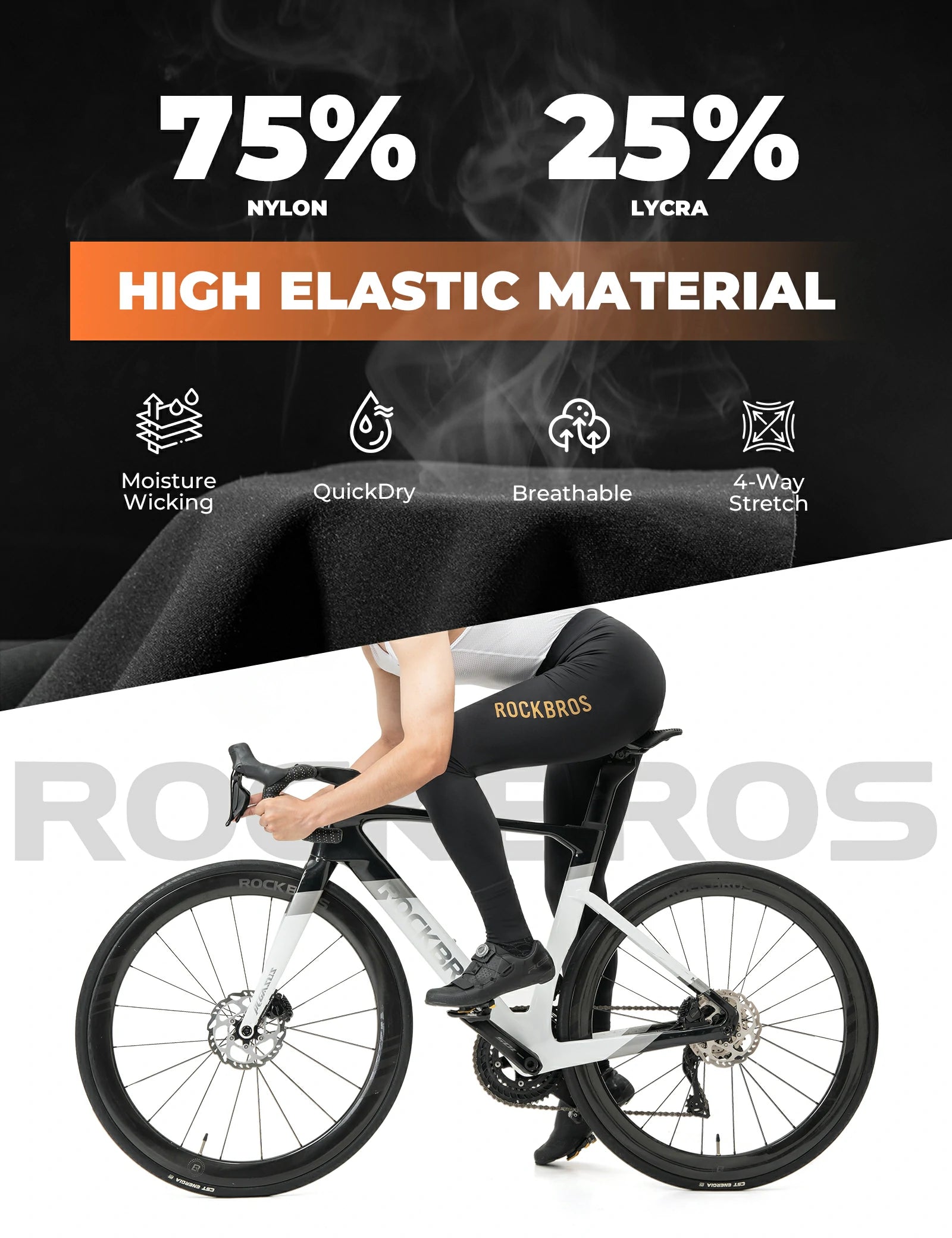 ROCKBROS cycling bib trousers 3d padded for spring autumn