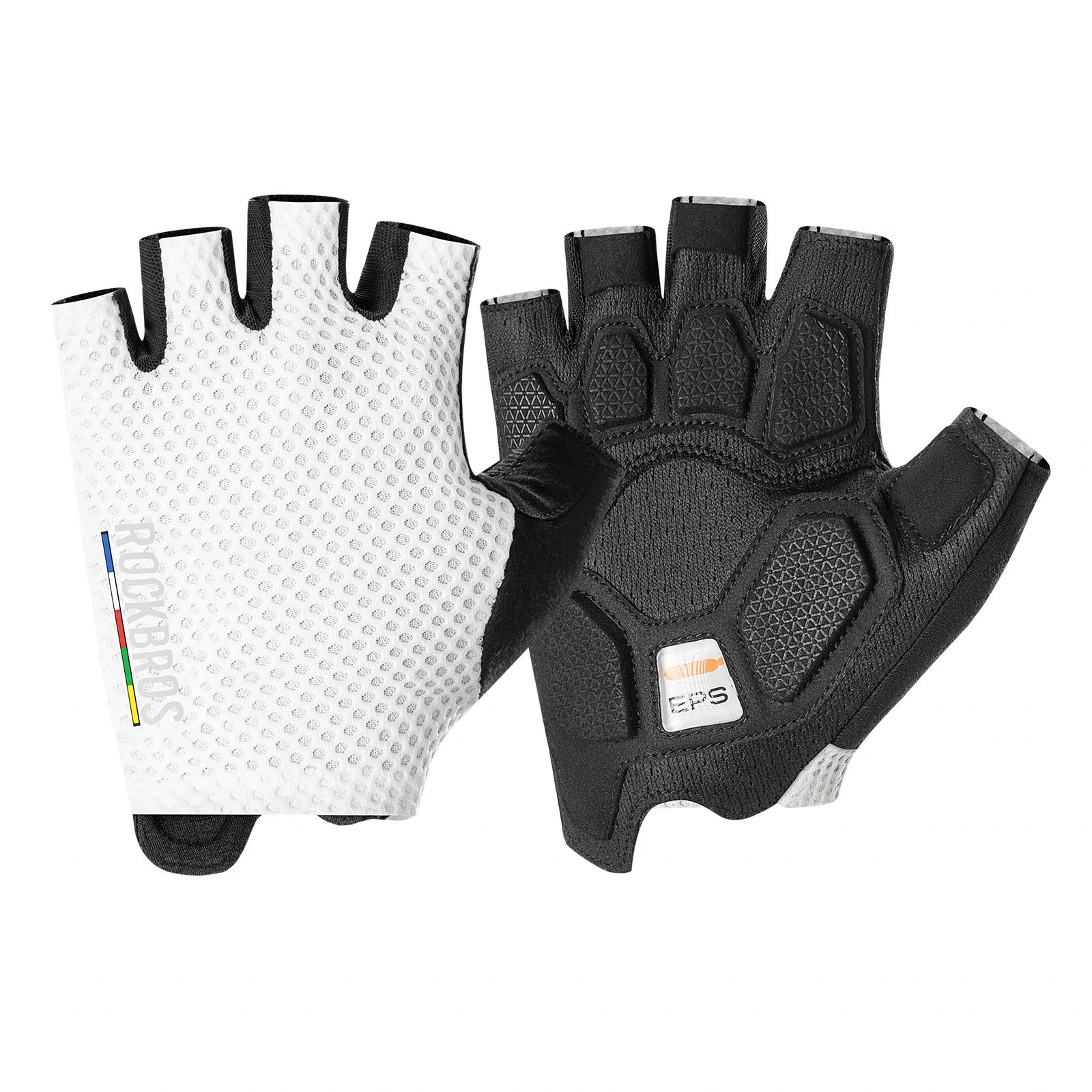half finger cycling gloves with SBR padding for comfortable bike riding and grip#Color_White