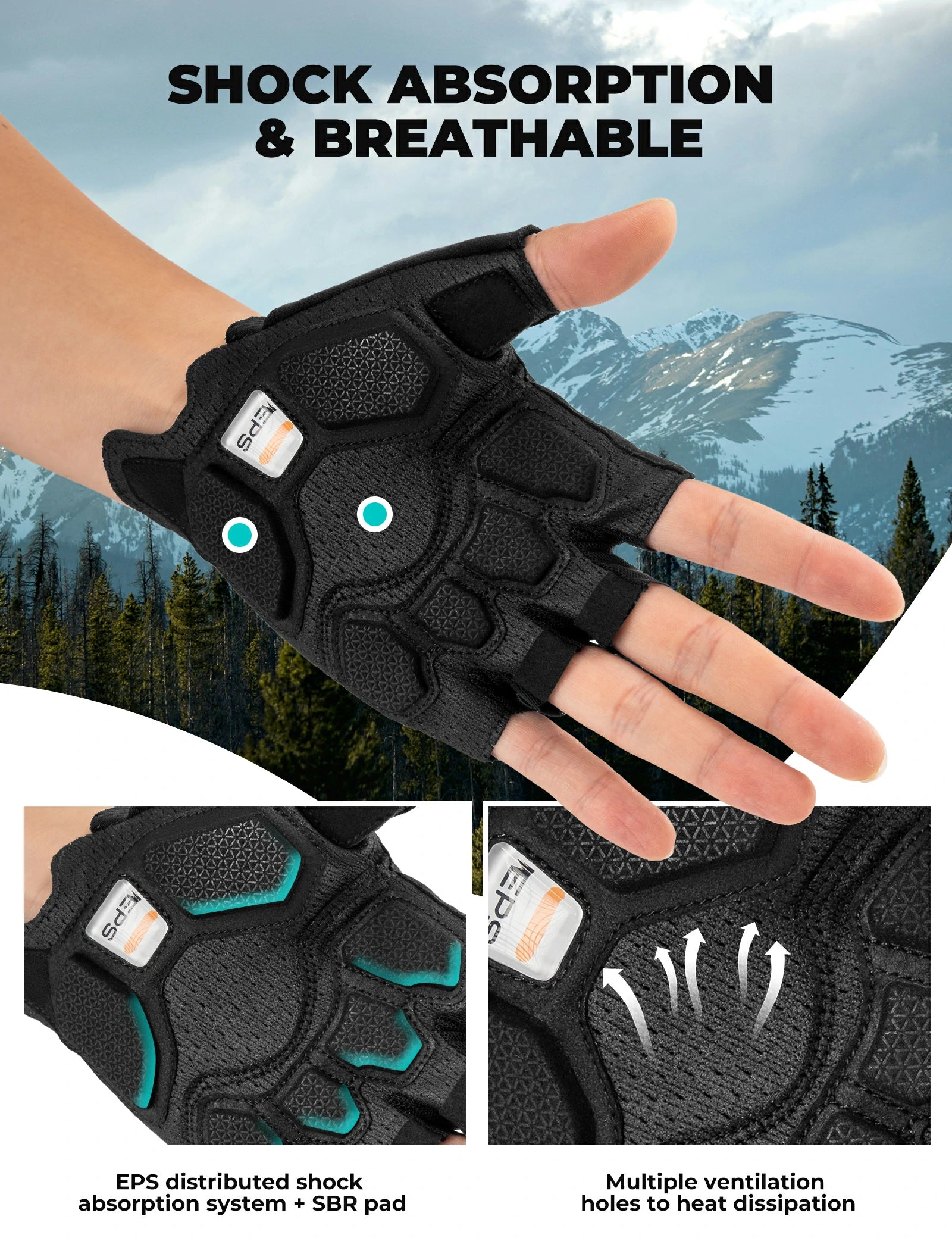 half finger cycling gloves with SBR padding for comfortable bike riding and grip