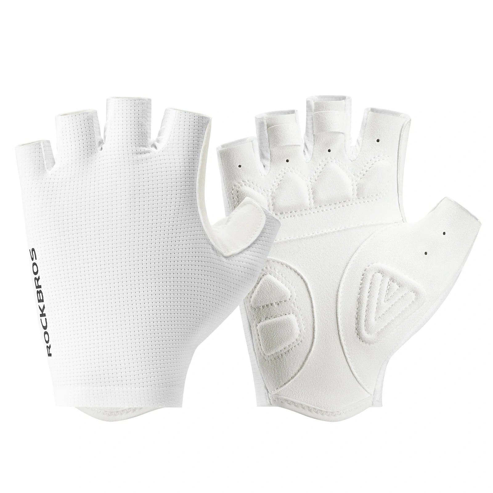 ROCKBROS cycling gloves half finger sbr padded#Color_White