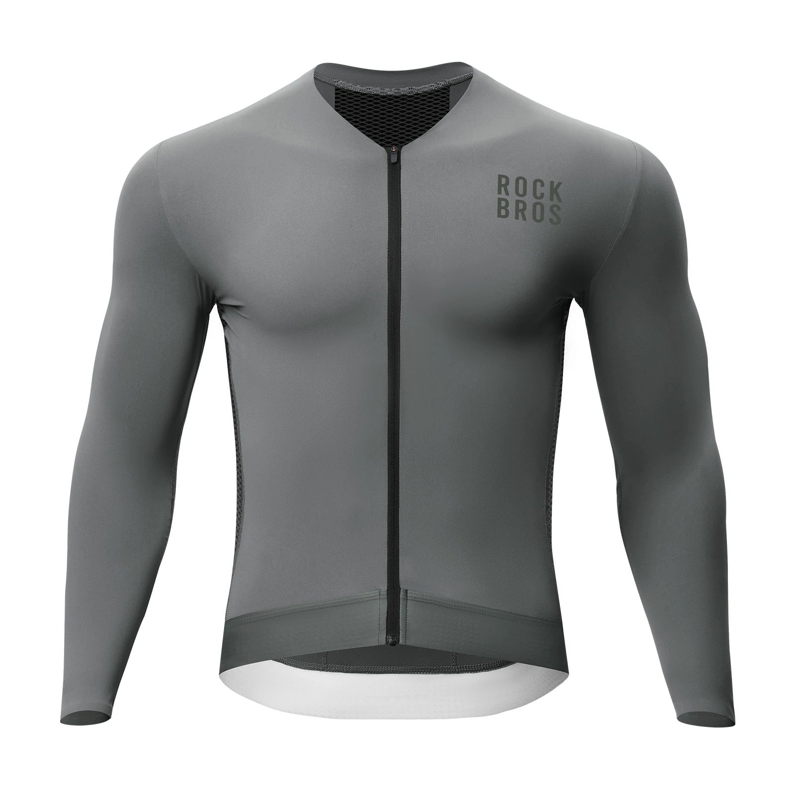 ROCKBROS cycling jersey long sleeve breathable 3 pocket#Color_Grey