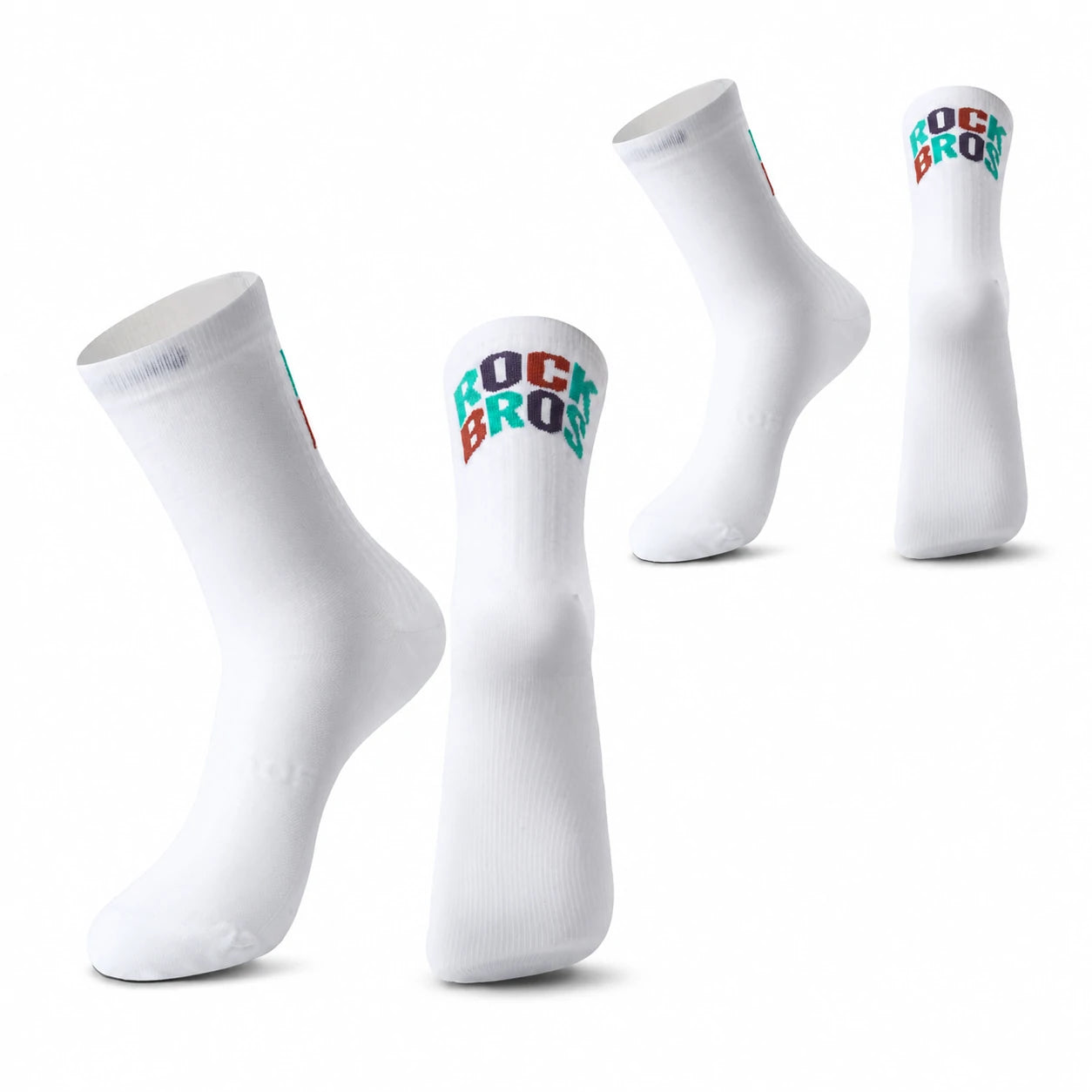 ROCKBROS cycling socks 2 pack quick dry cushioned arch support
#Color_White - 2 Pack