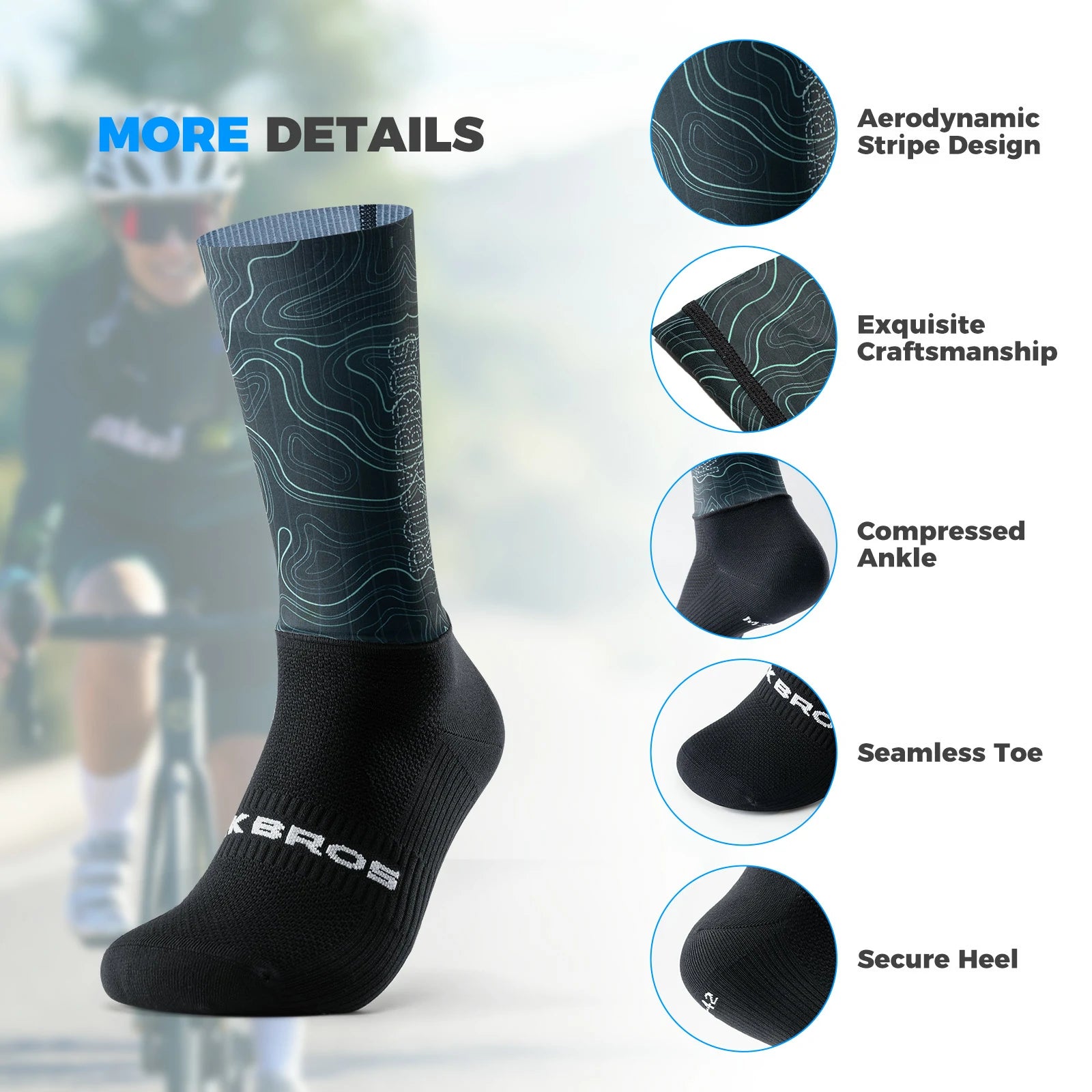 ROCKBROS cycling socks quick dry compression arch support