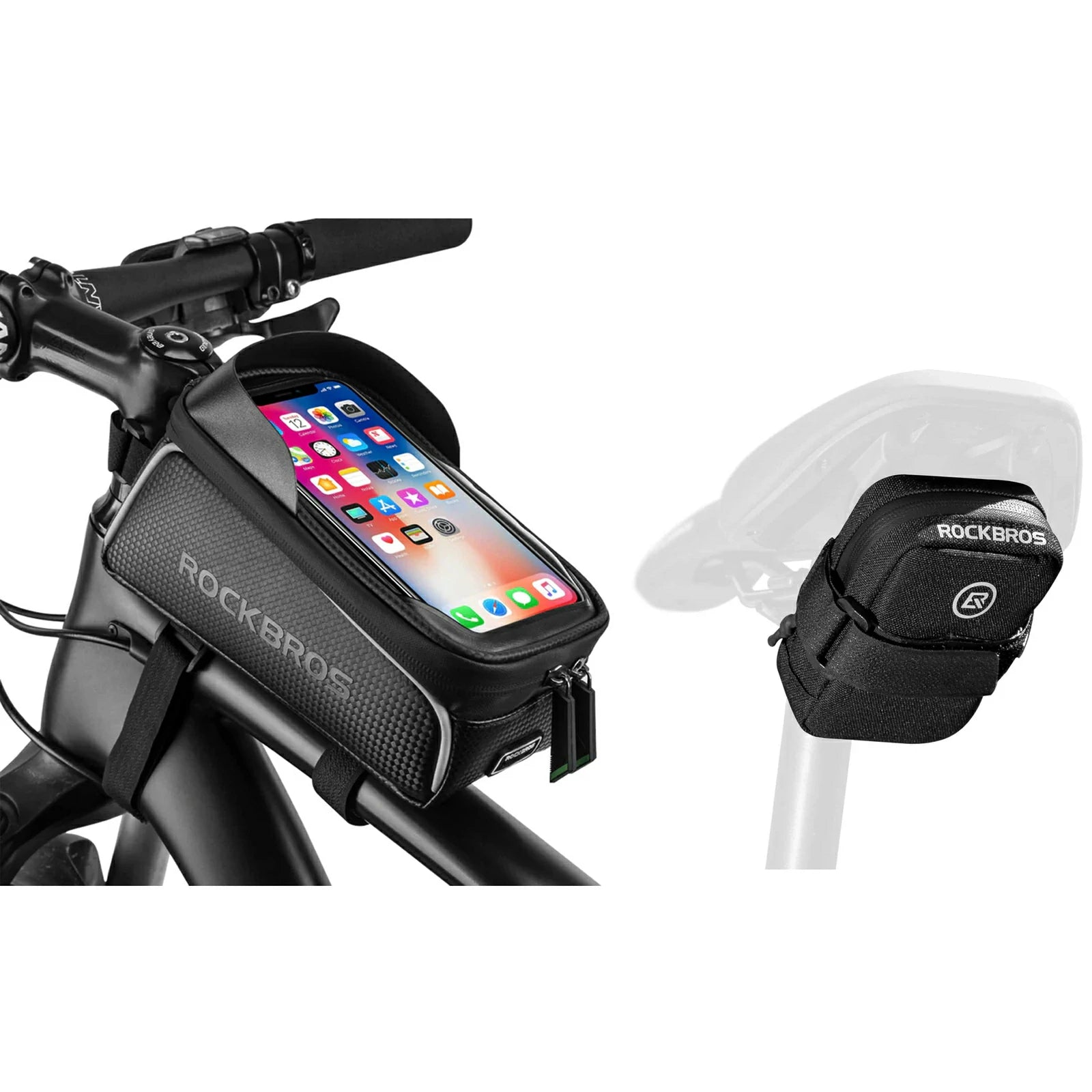 Bike Frame Phone Bag & Mini Saddle Bag Set – Cycling Storage Bundle