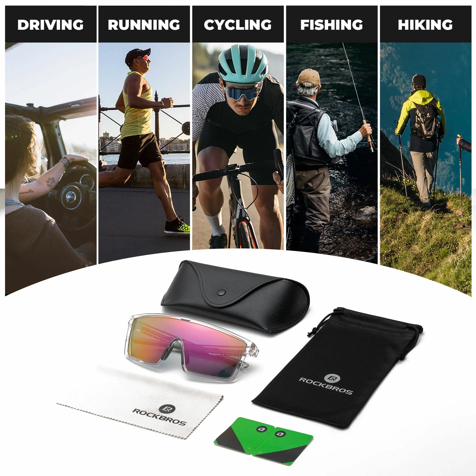 ROCKBROS cycling sunglasses photochromic polarized uv400
#Type_Polarized Lenses-Clear