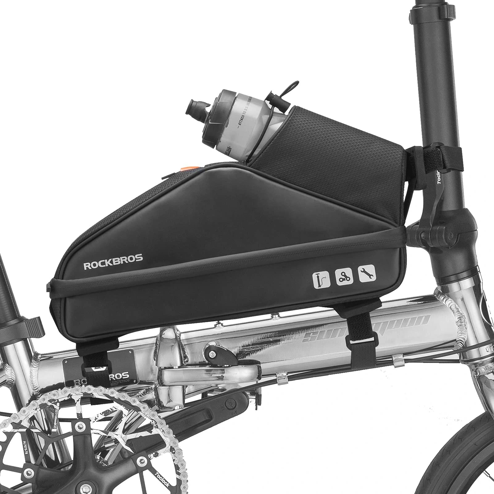 Cycling top tube bag with dual compartments for efficient storage