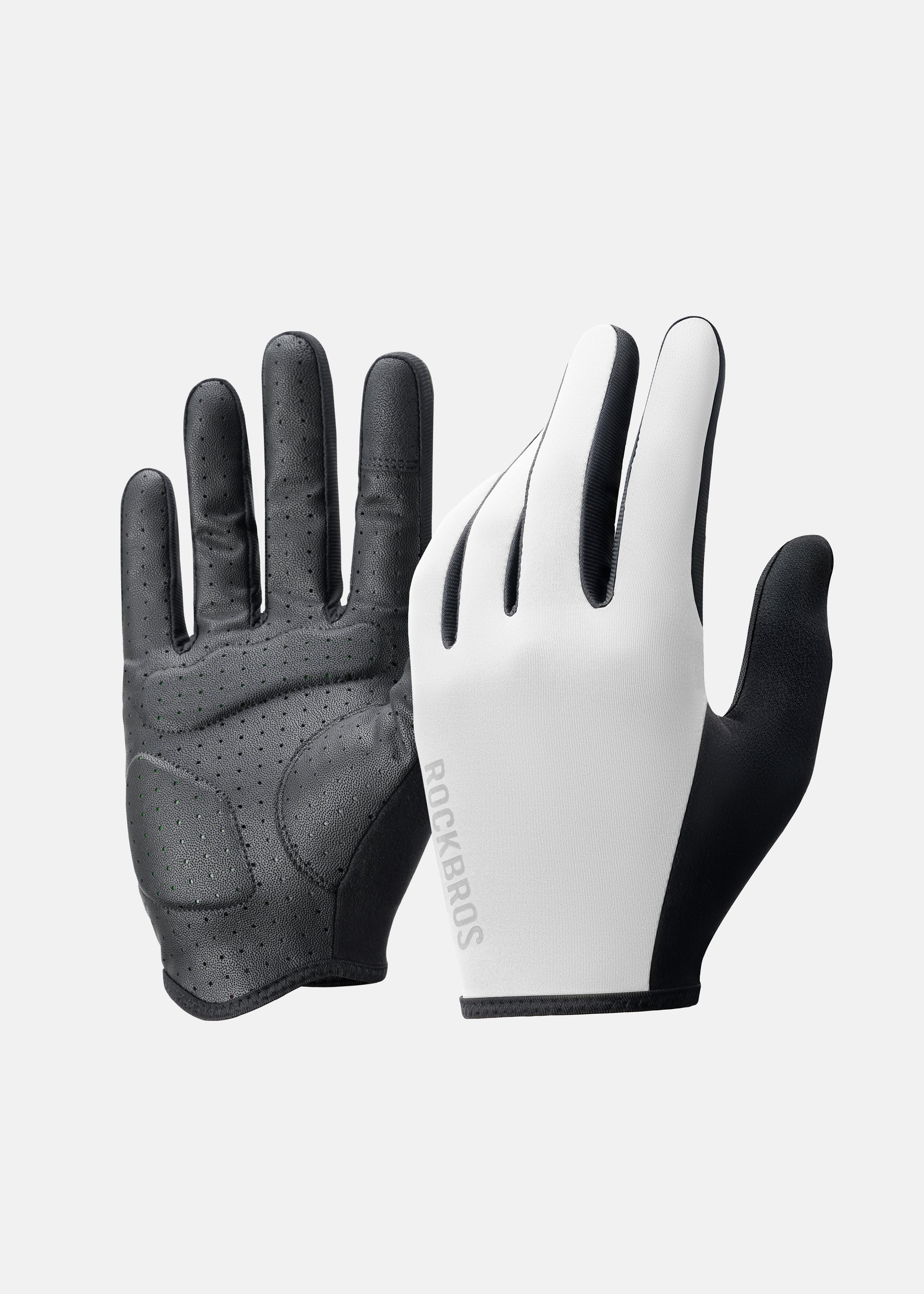 ROCKBROS Road-to-Sky Fine Sheepskin Full Finger Gloves #Color_White