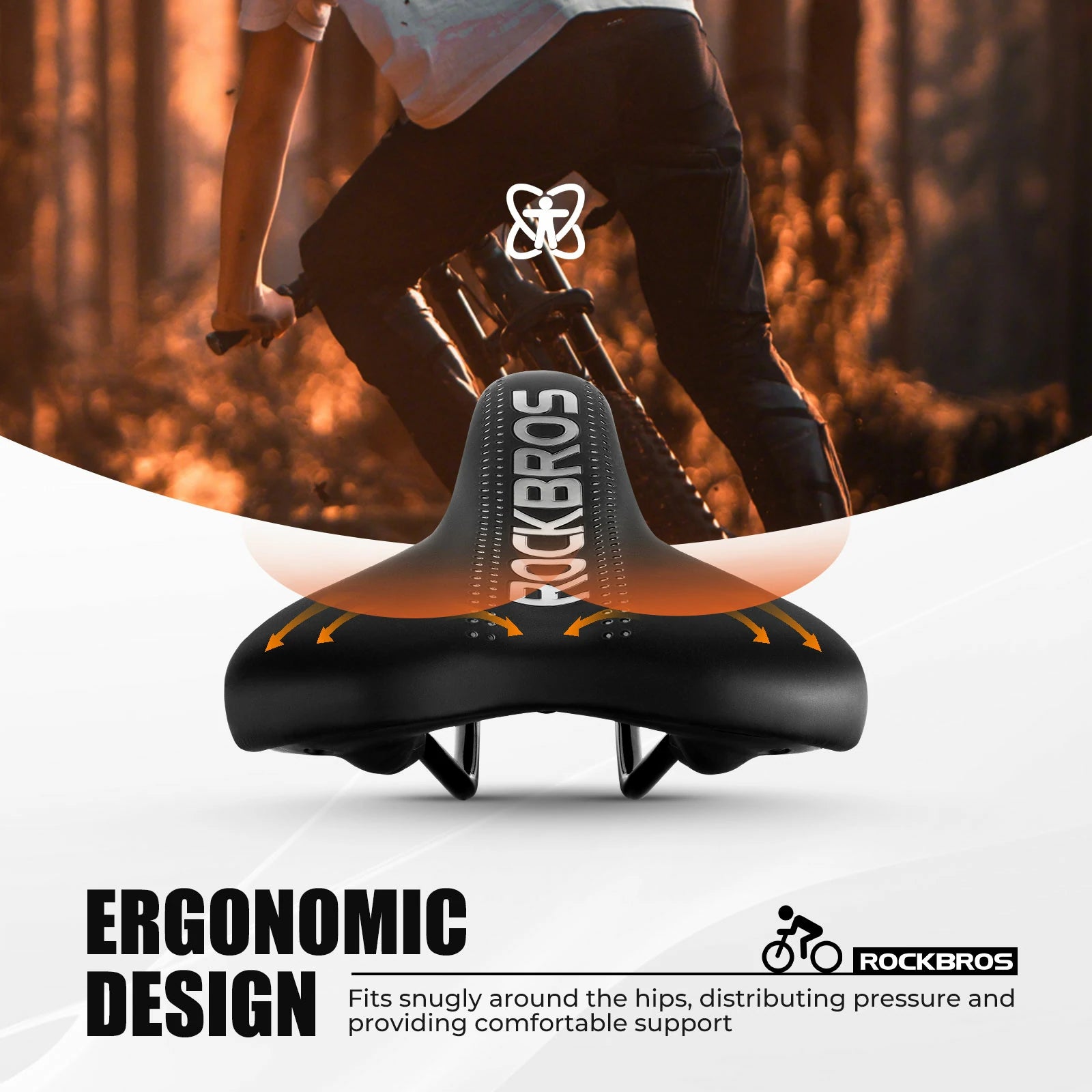 ROCKBROS ergonomic bike saddle soft high-density foam seat