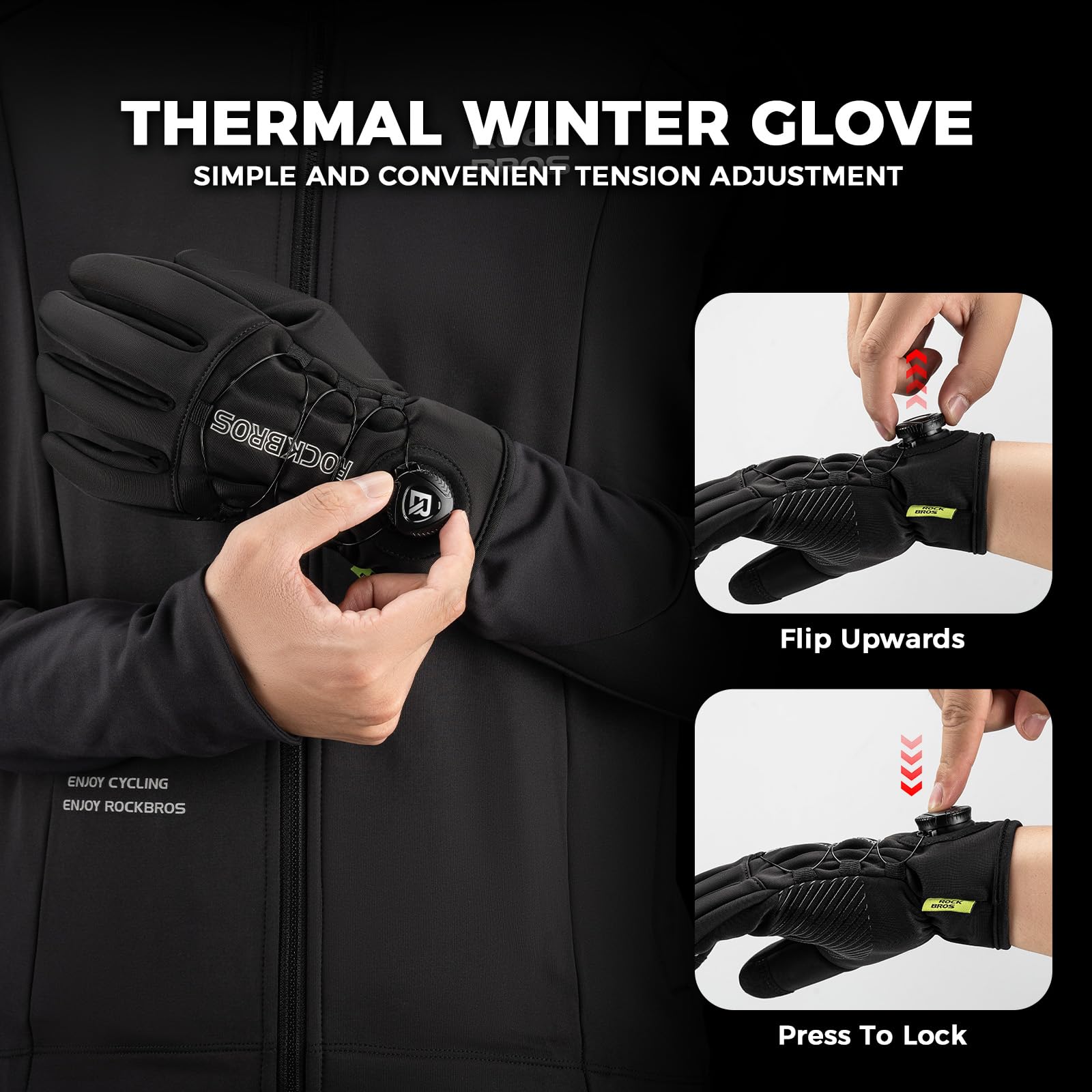 Thermal cycling gloves detail view#Color_Black