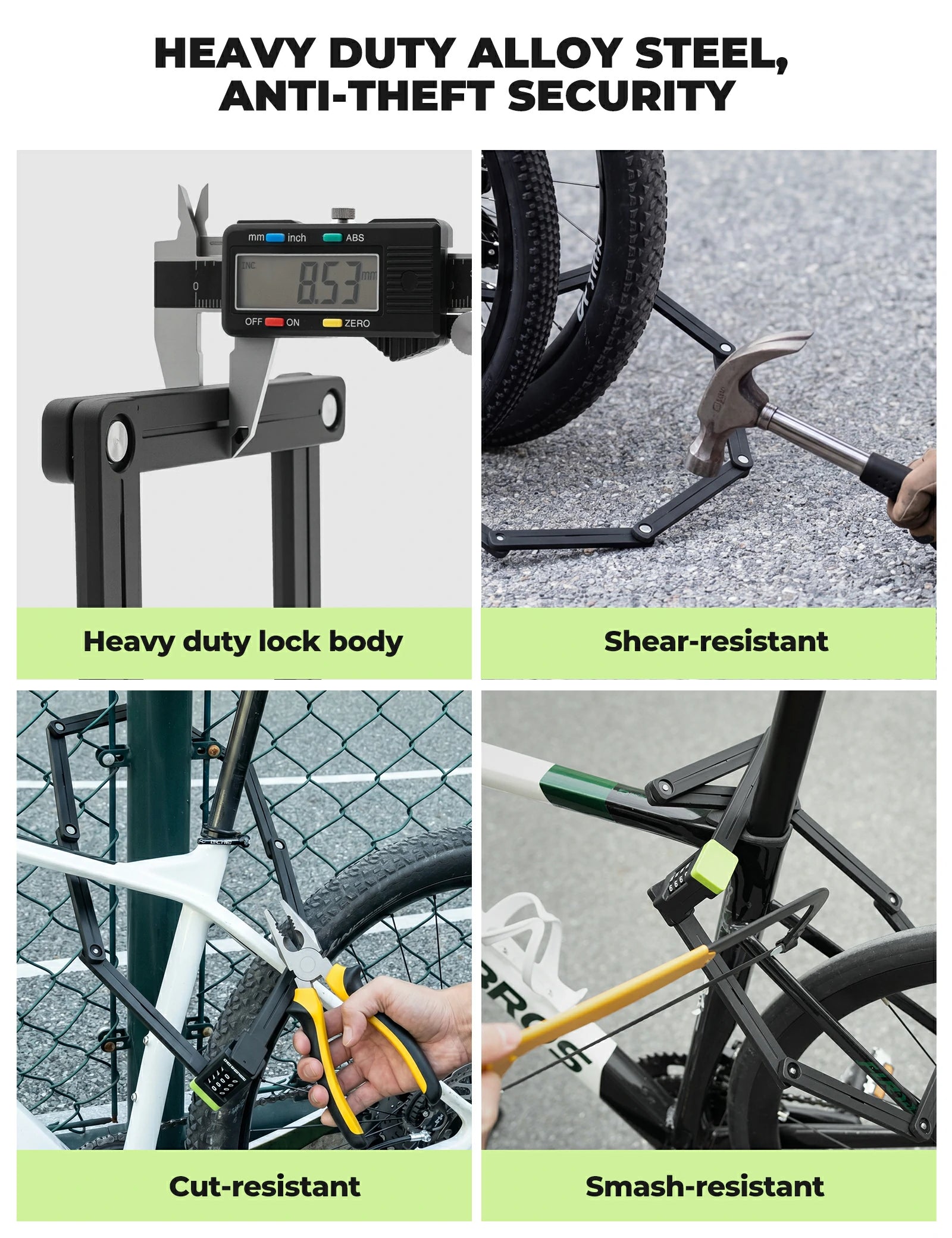ROCKBROS folding bike lock combination waterproof anti theft 120cm