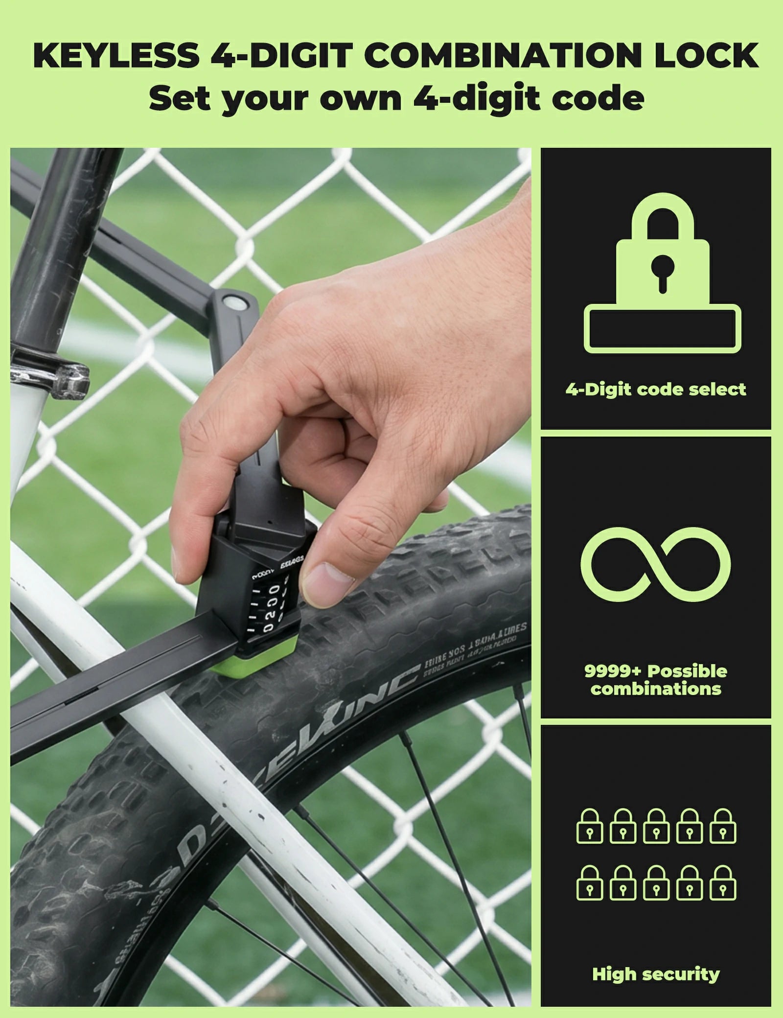 ROCKBROS folding bike lock combination waterproof anti theft 120cm