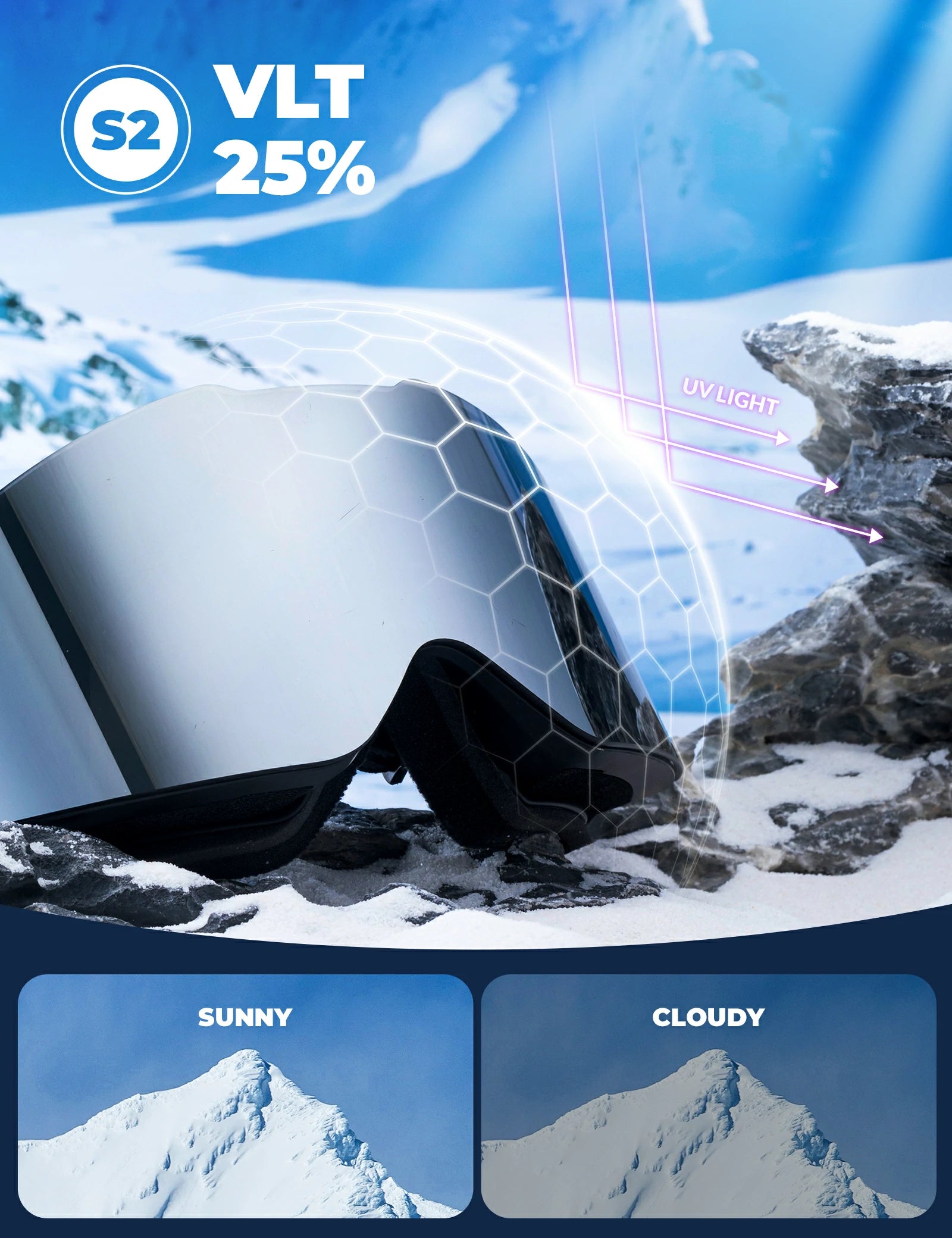 frameless ski goggles with uv400 anti-fog protection#Strap color_Black