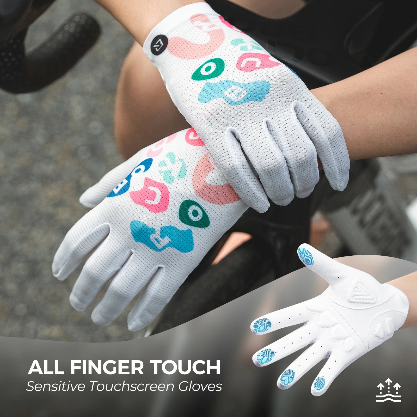 ROCKBROS full finger cycling gloves colourful breathable