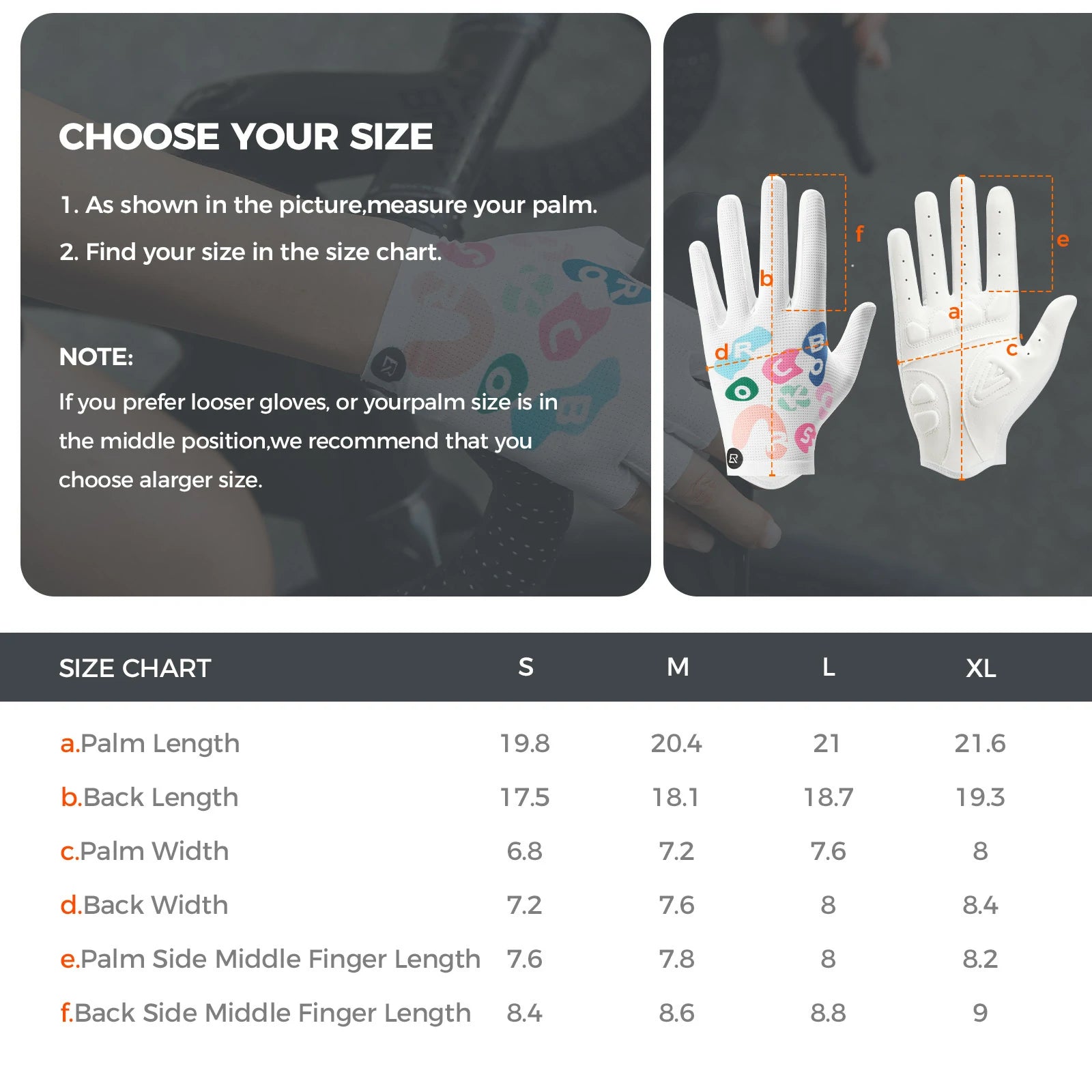 ROCKBROS full finger cycling gloves colourful breathable