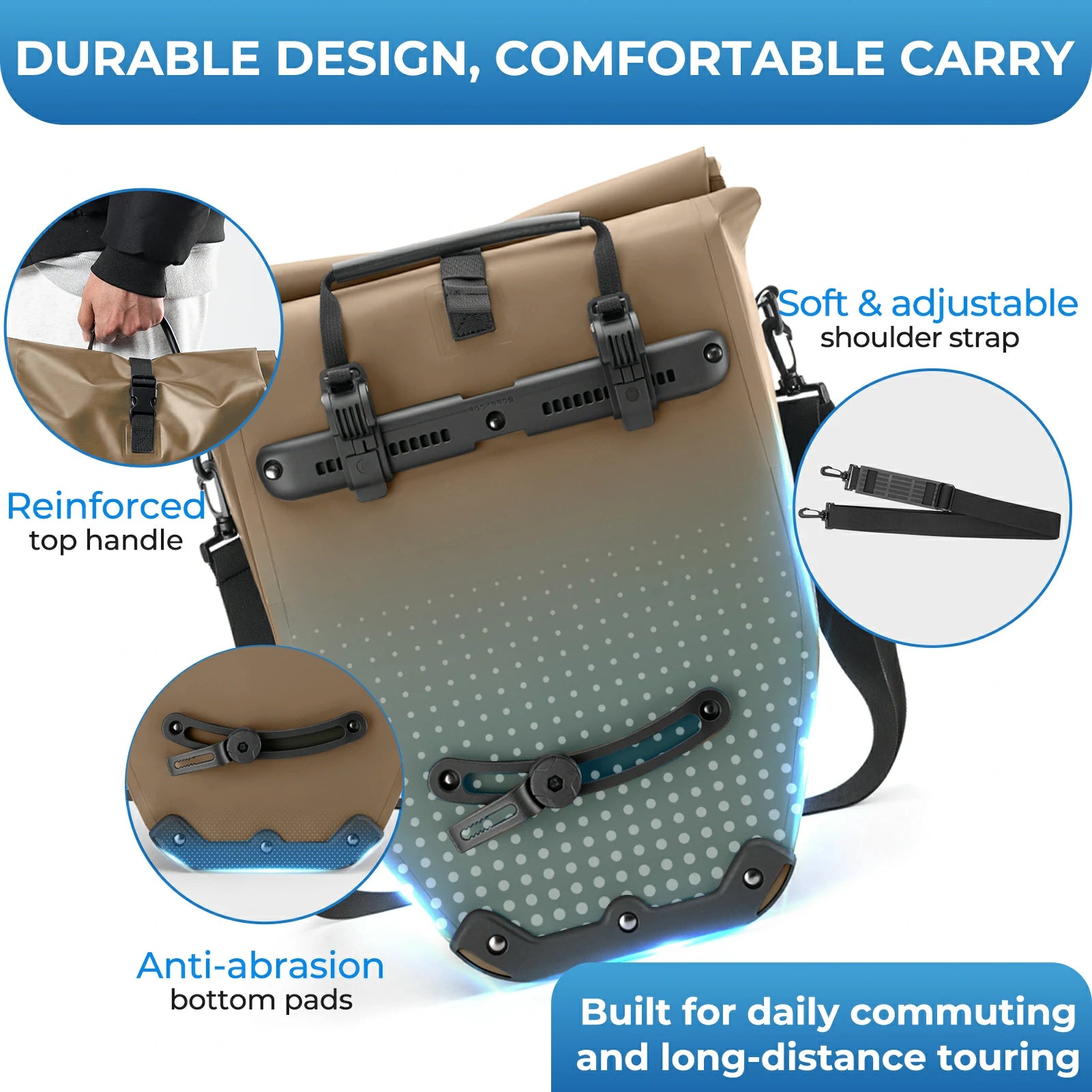 Fully waterproof bike pannier bag 20L in black#Color_Full-Reflective*2