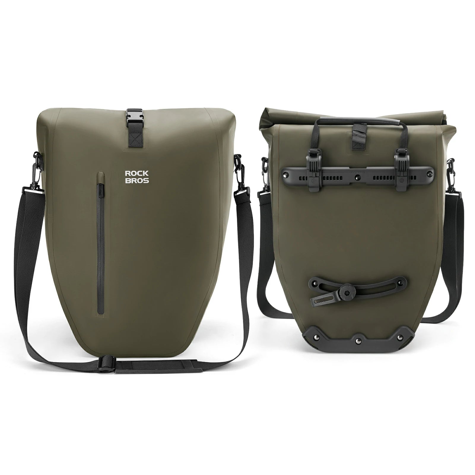 Fully waterproof bike pannier bag 20L in black#Color_Dark Green