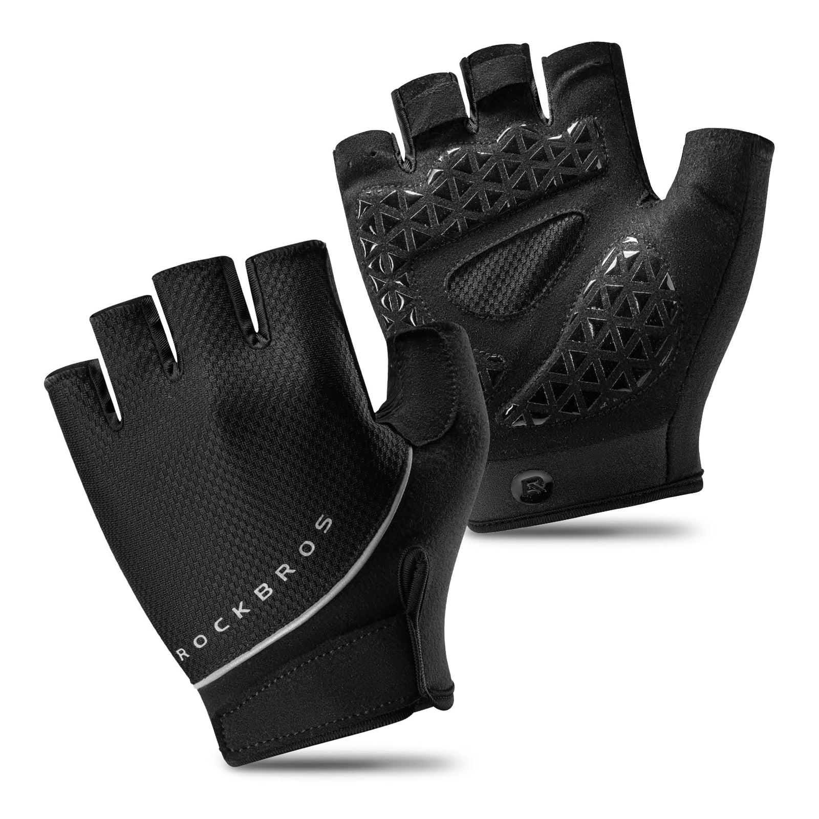 Gel padded half-finger cycling gloves front view#Color_Black