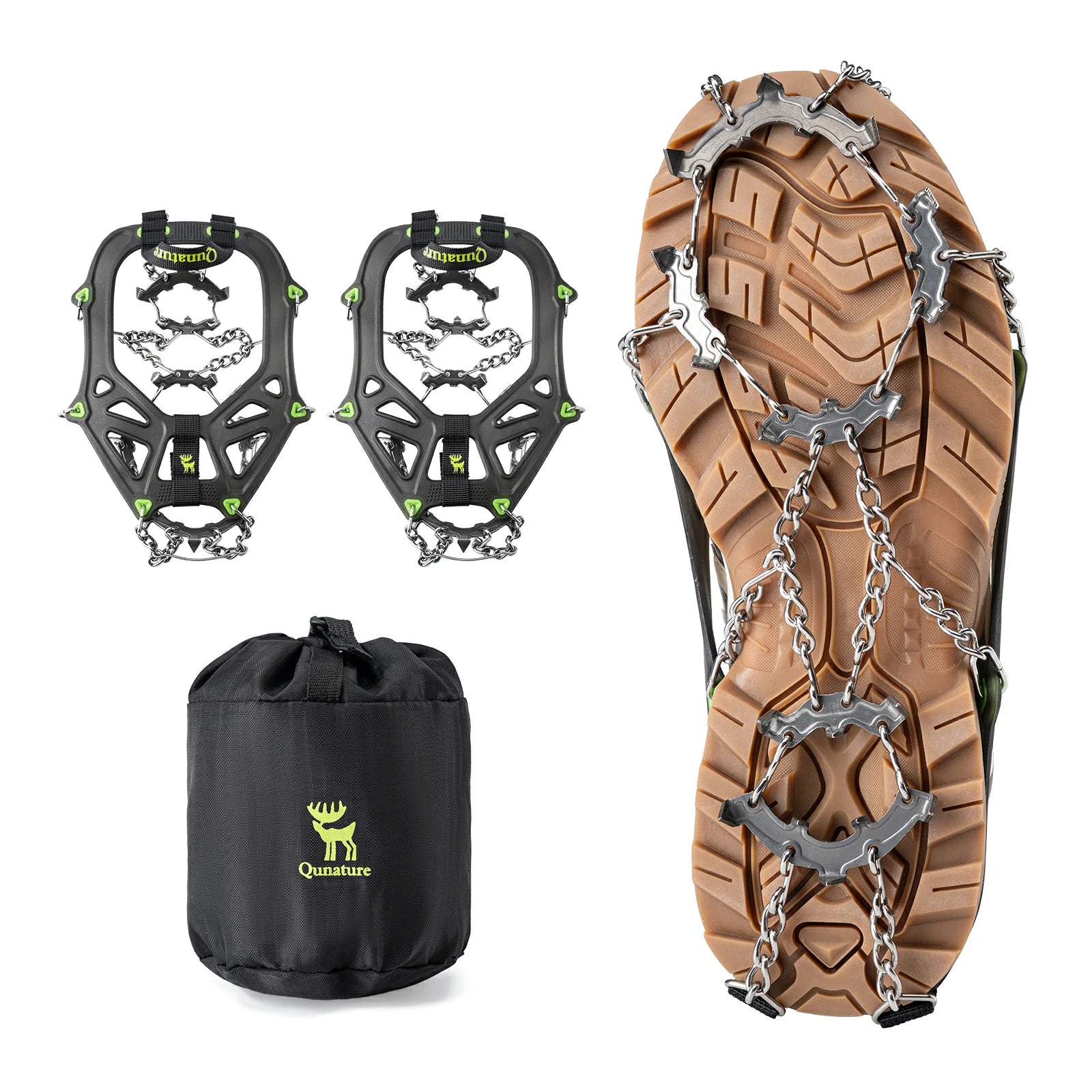 ice traction cleats with 22 stainless steel spikes for secure grip on snow and ice
