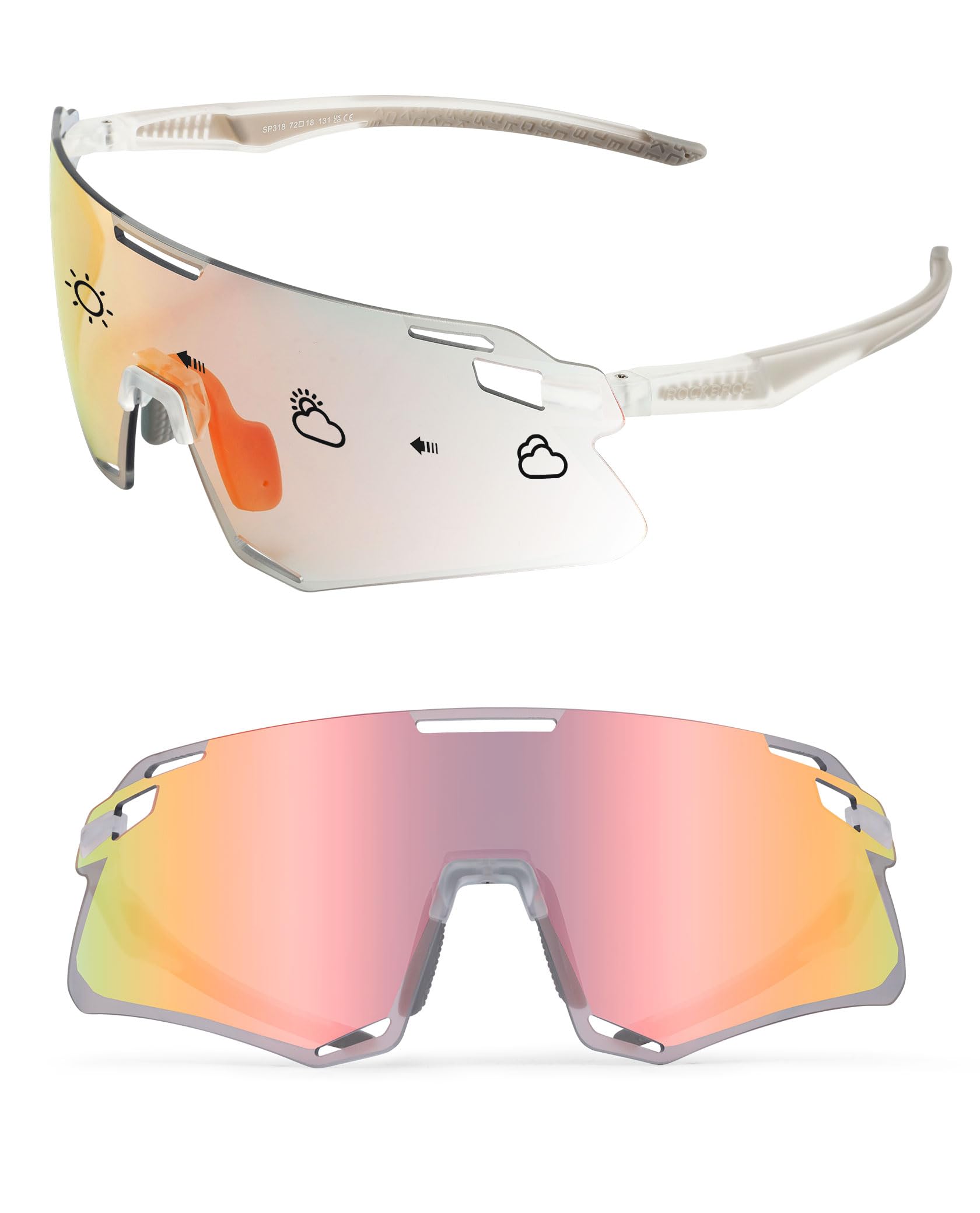 Photochromic Cycling Glasses SCVCN Sports Sunglasses Clear For Men