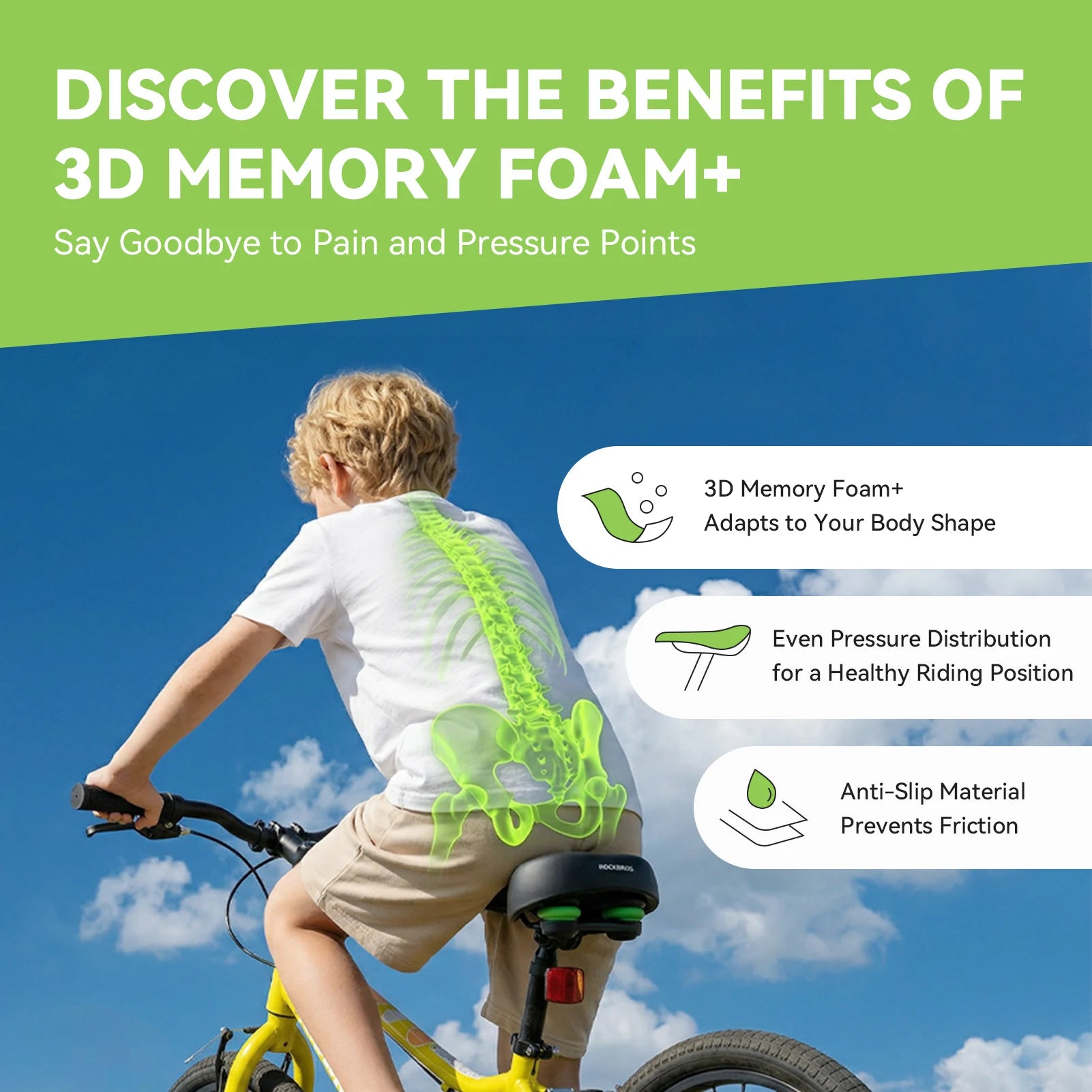 Kids Bike Saddle with Shock Absorbing Comfort Foam 