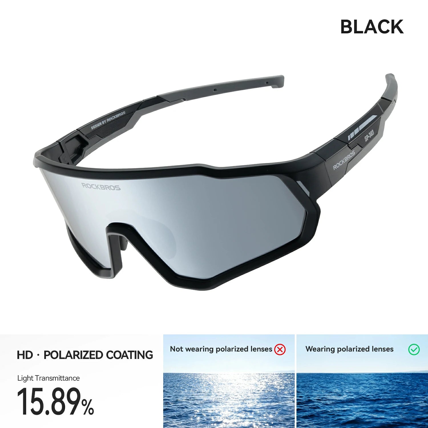 Kids Cycling Sunglasses Polarised & Photochromic UV400 Protection#Type_Polarised-black