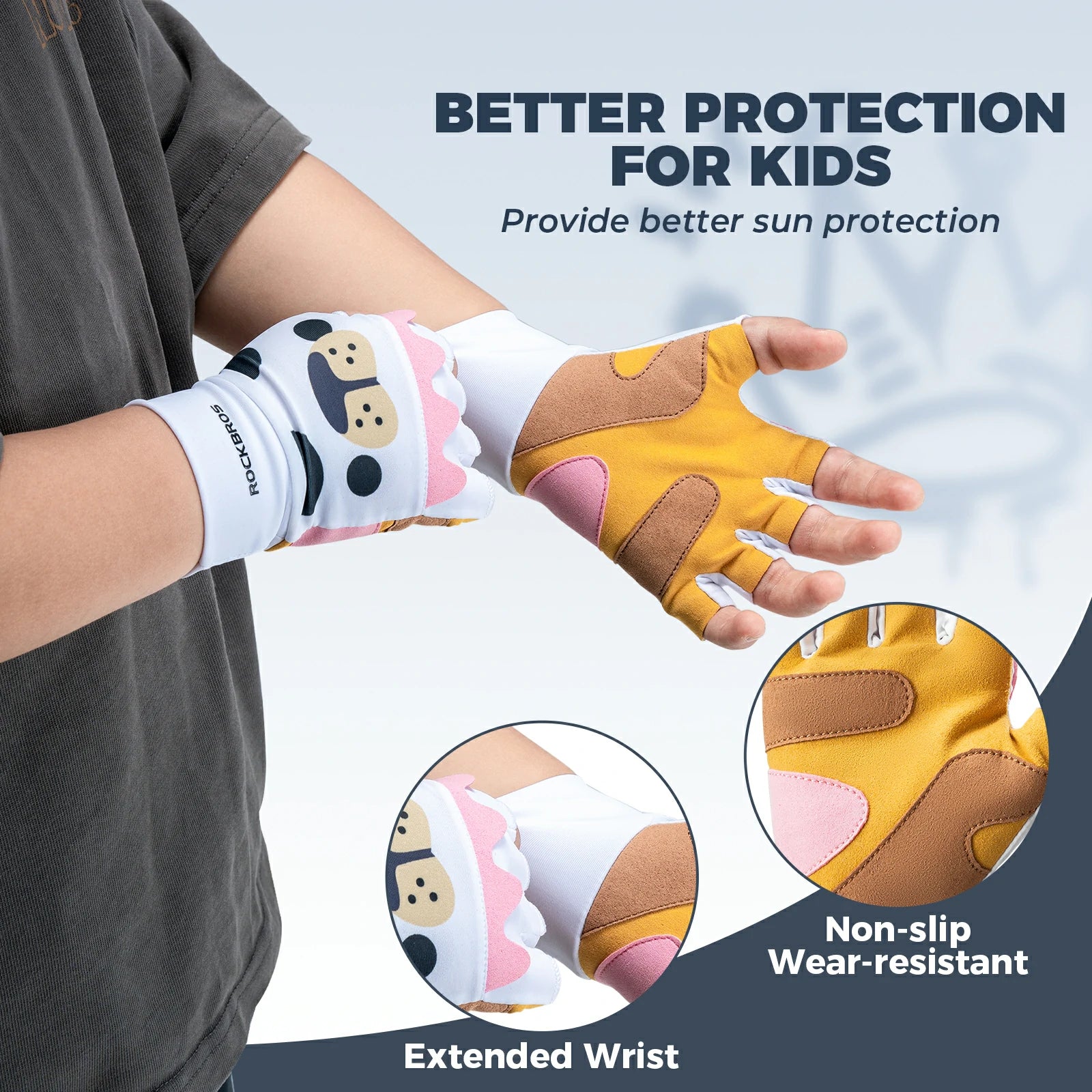 Kids Lightweight Cycling Gloves with Palm Protection#Color_Brown