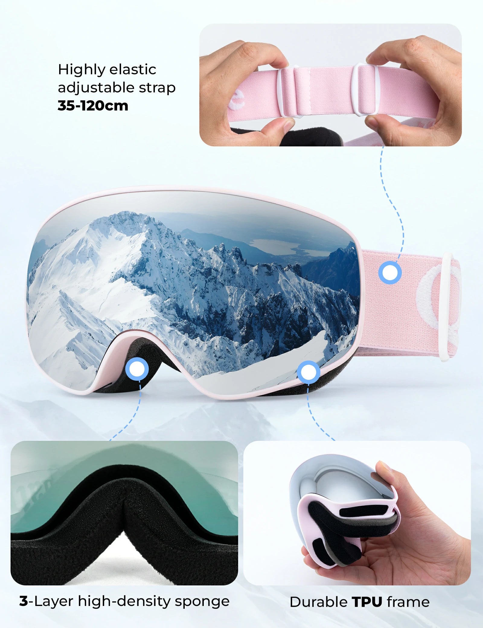 kids otg ski goggles with uv400 protection#Eyewear lens color_Grey