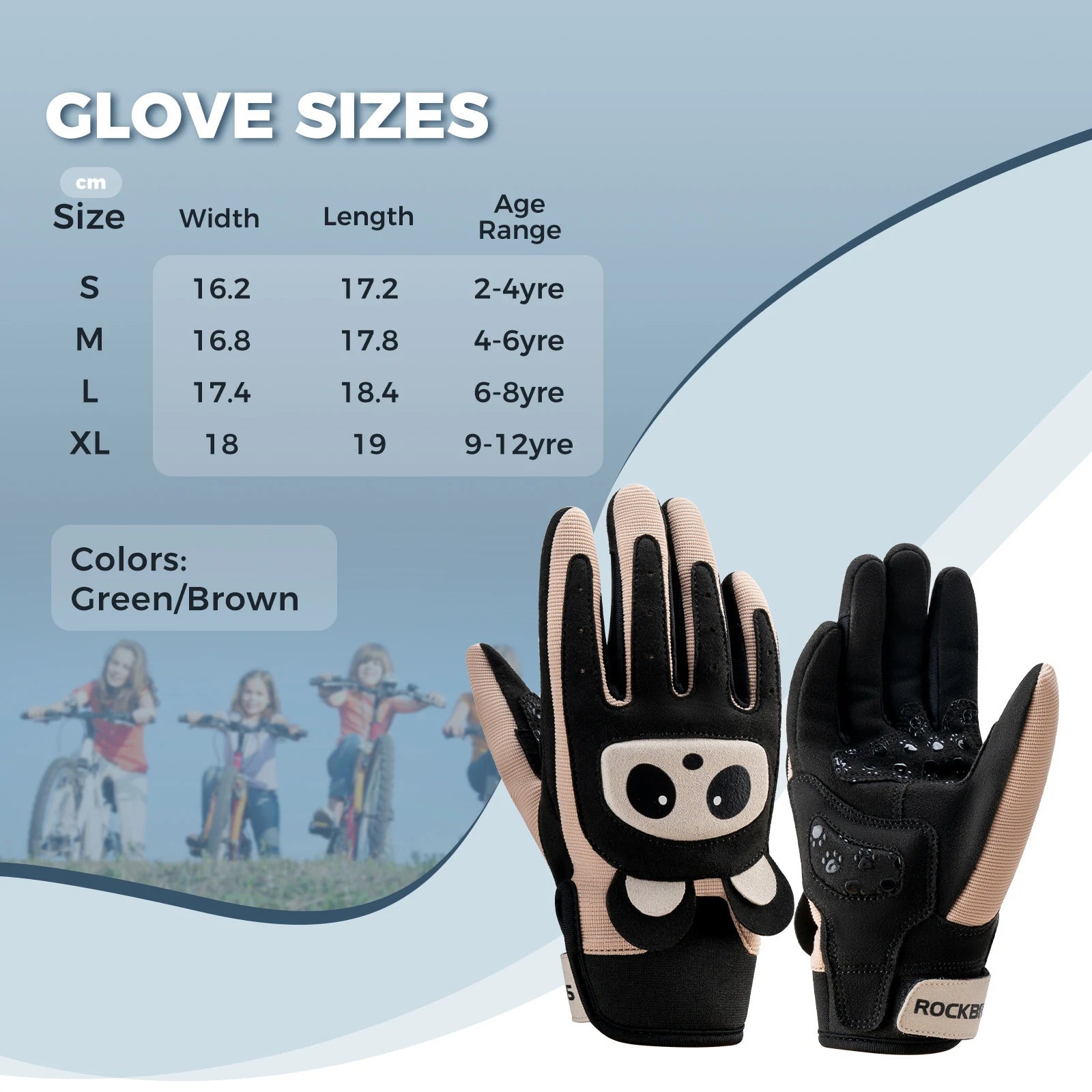 Kids winter full finger bike gloves in black, designed for children #Color_Black