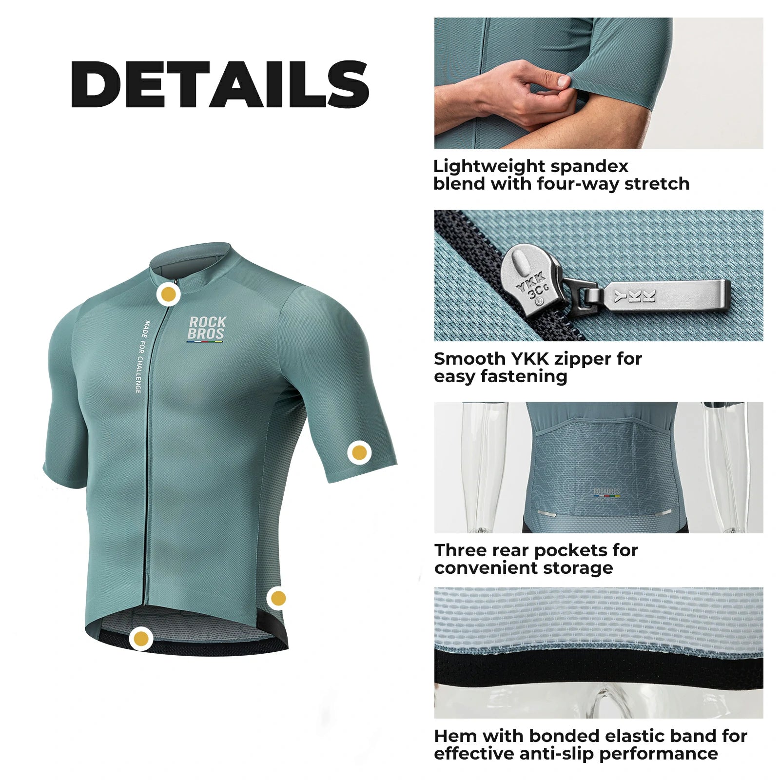 Men’s Lightweight Cycling Jersey with Rear Pockets & YKK Zip#Color_Blue