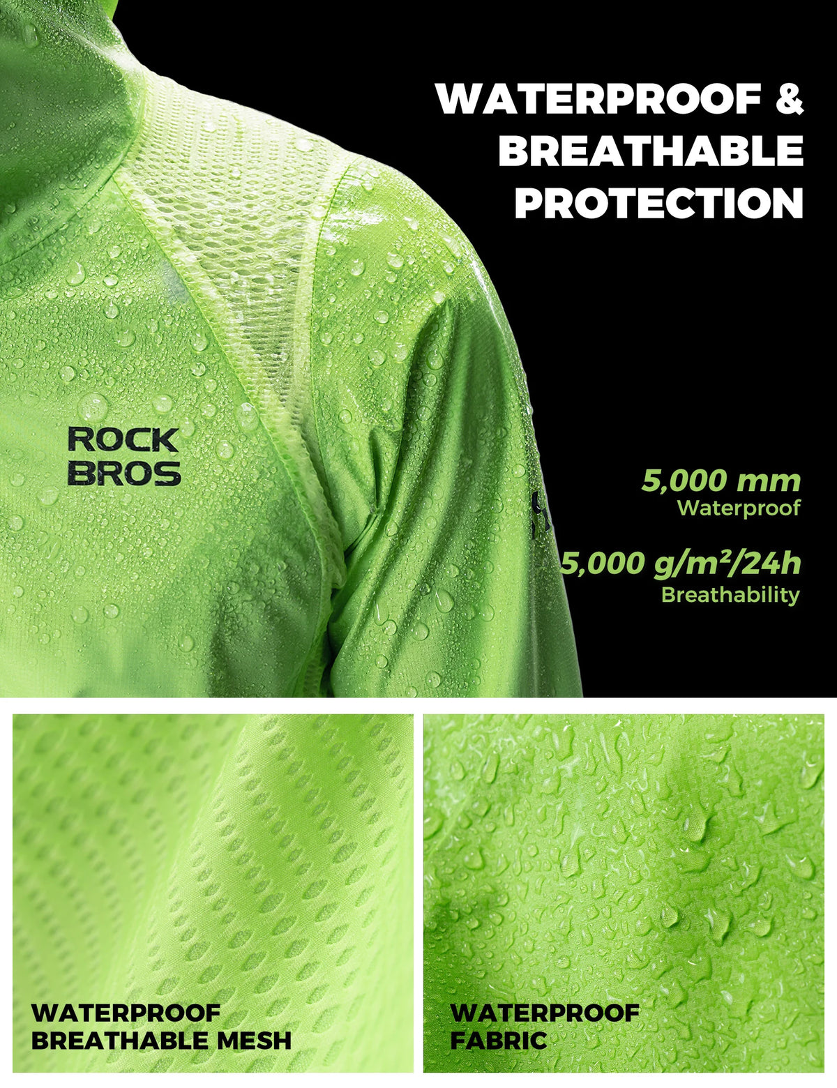 Lightweight waterproof cycling jacket detail