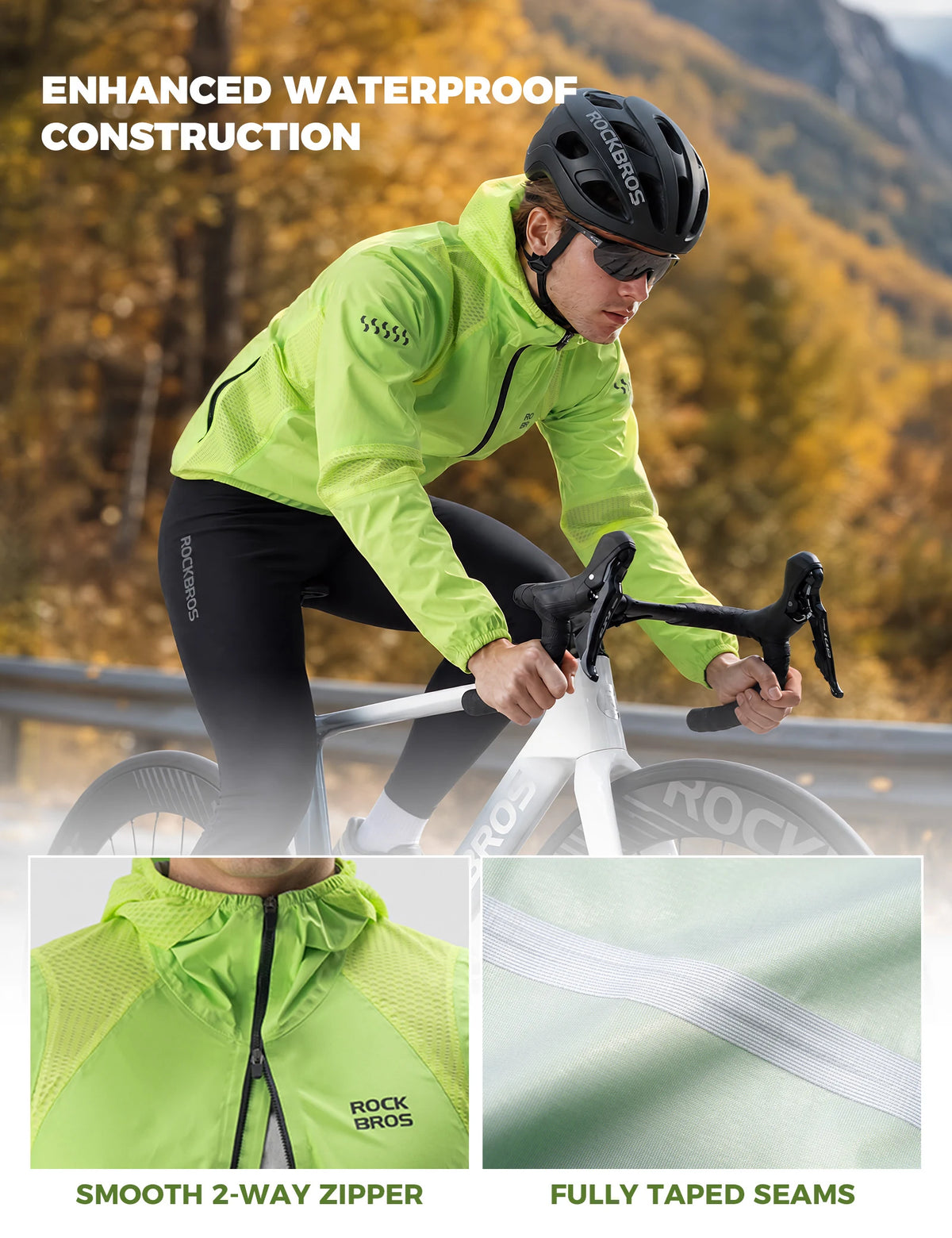 Lightweight waterproof cycling jacket detail