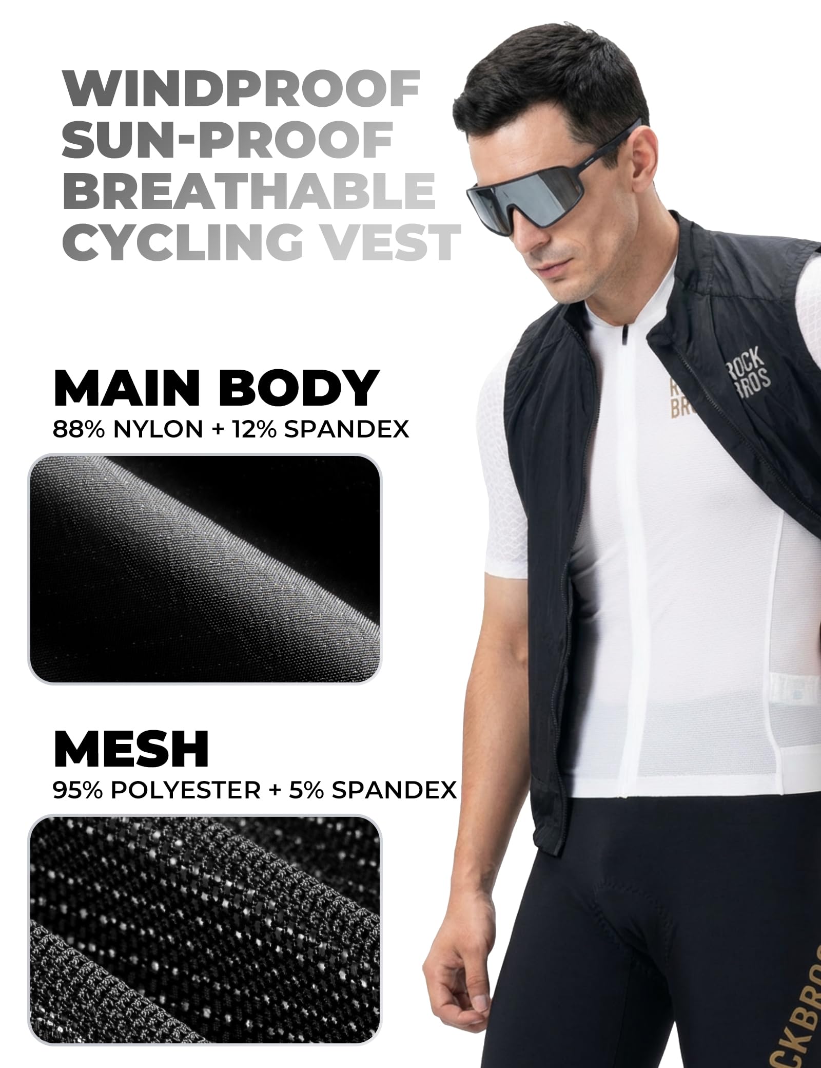 ROCKBROS windproof cycling gilet detail